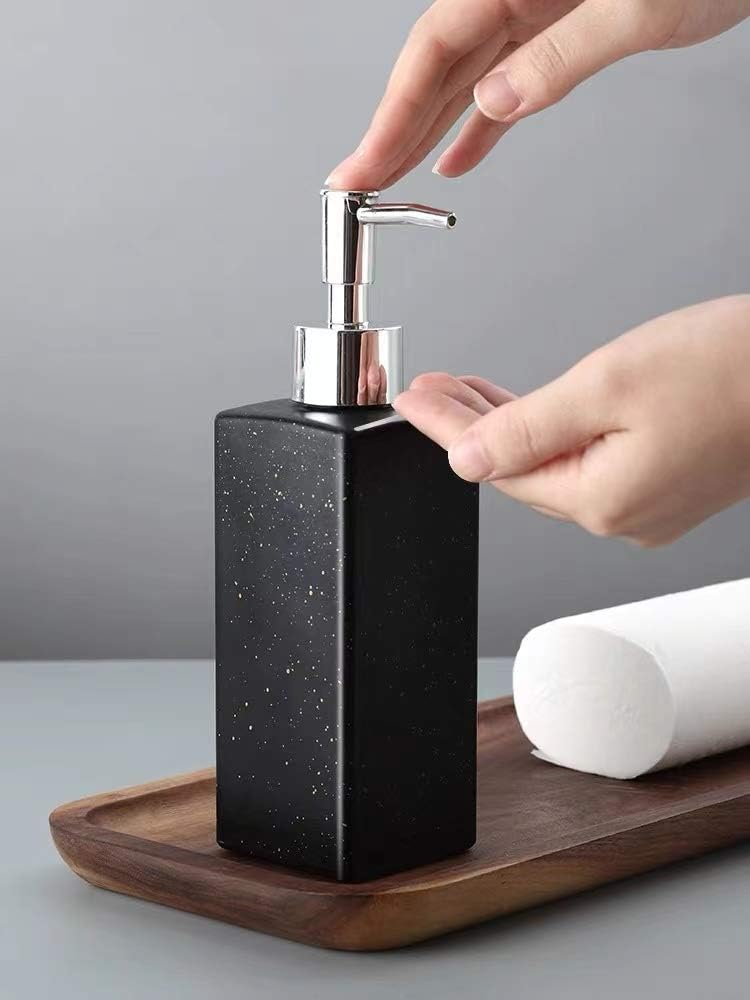 Premium Textured Glass Soap Dispenser – Modern Speckled Finish with Chrome Pump