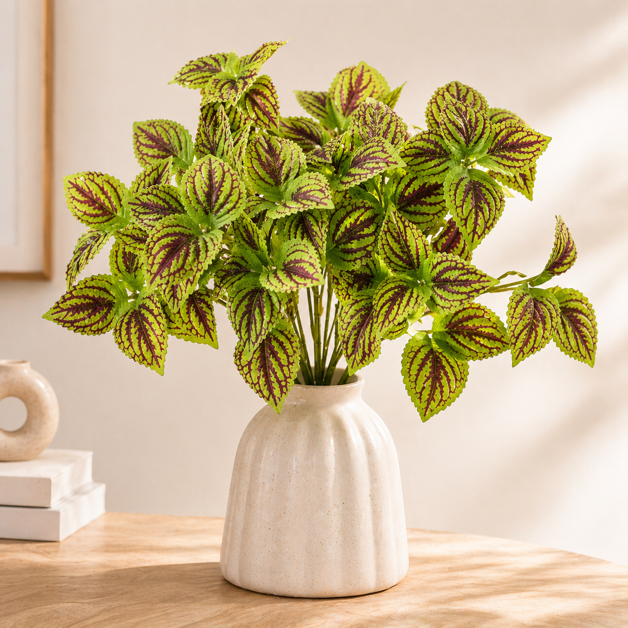 Bella N Bloom Artificial Variegated Leaf Bunch (Pack of 2) for Home Décor