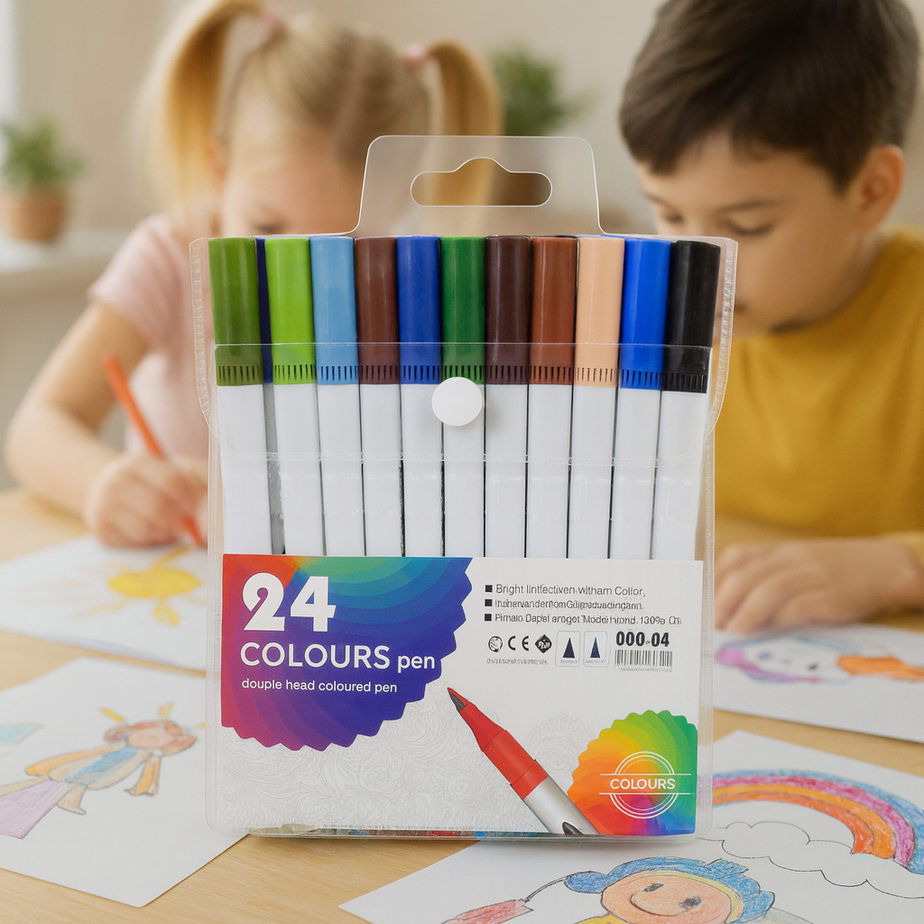 24-Color Sketch Pen Set for Kids – Bright Shades, Smooth Ink, Non-Toxic