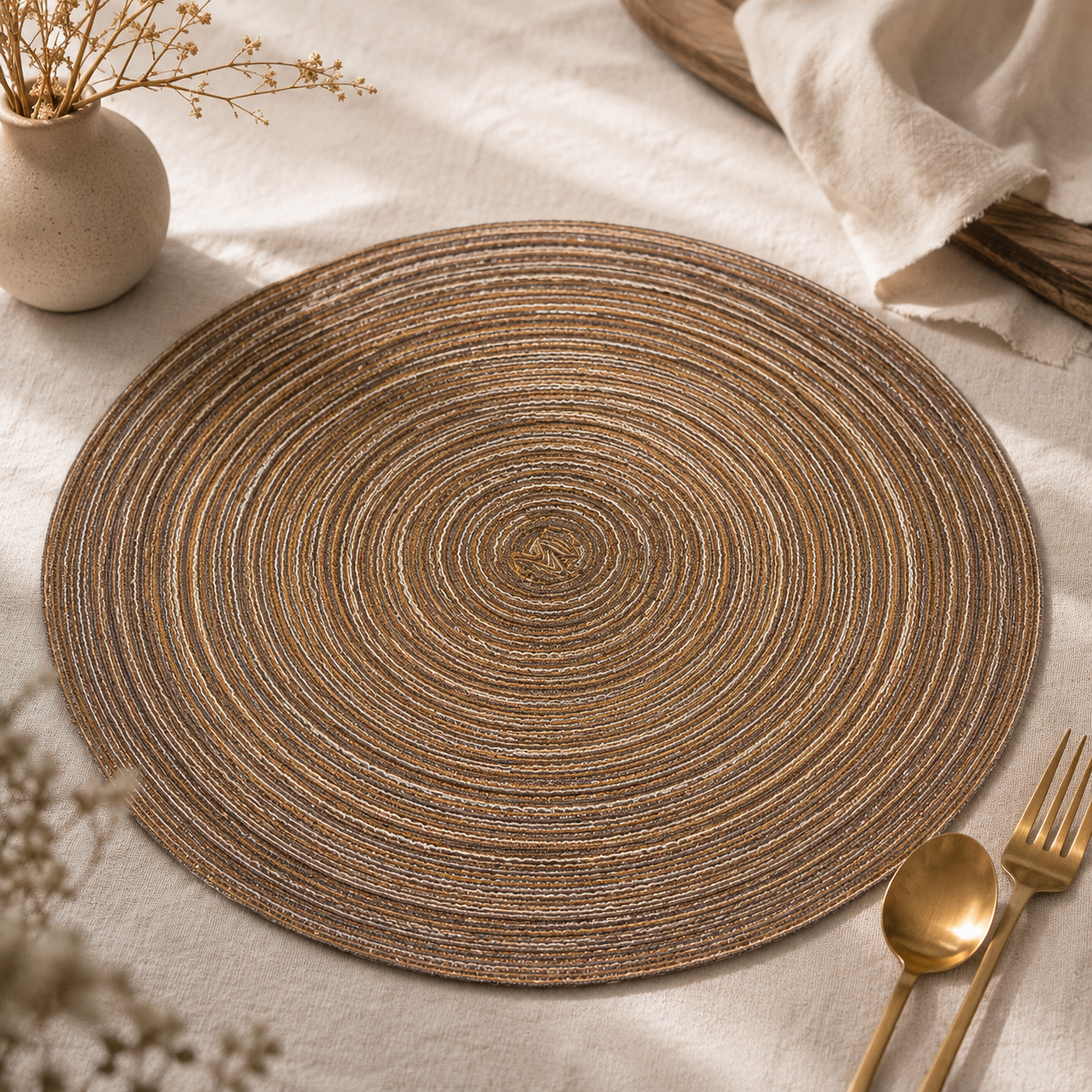 Bella N Bloom Round Table Mat 40 cm PVC Woven Placemat