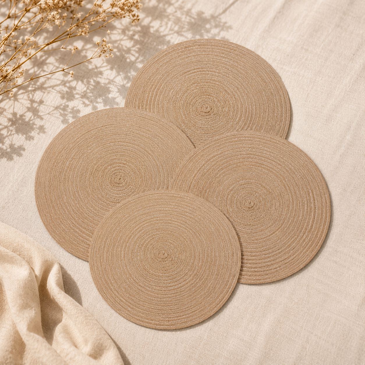 Bella N Bloom Round Table Mats Set of 4 – Premium PVC Woven Heat Resistant Dining Mats