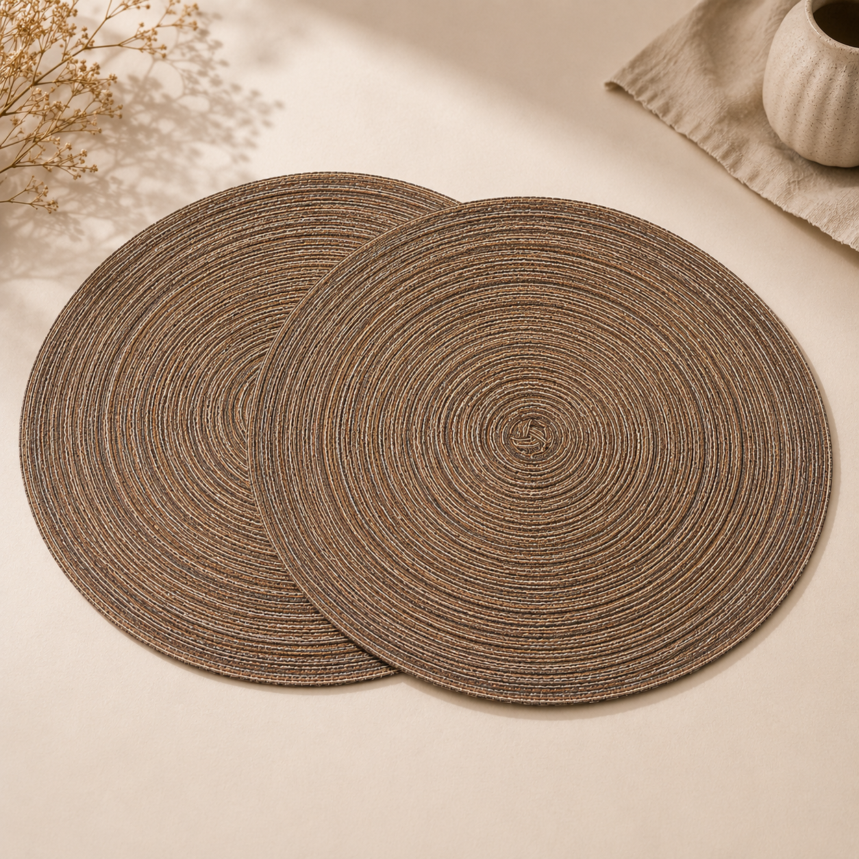 Bella N Bloom Round Table Mats Set of 2 – Premium PVC Woven Heat Resistant Dining Mats