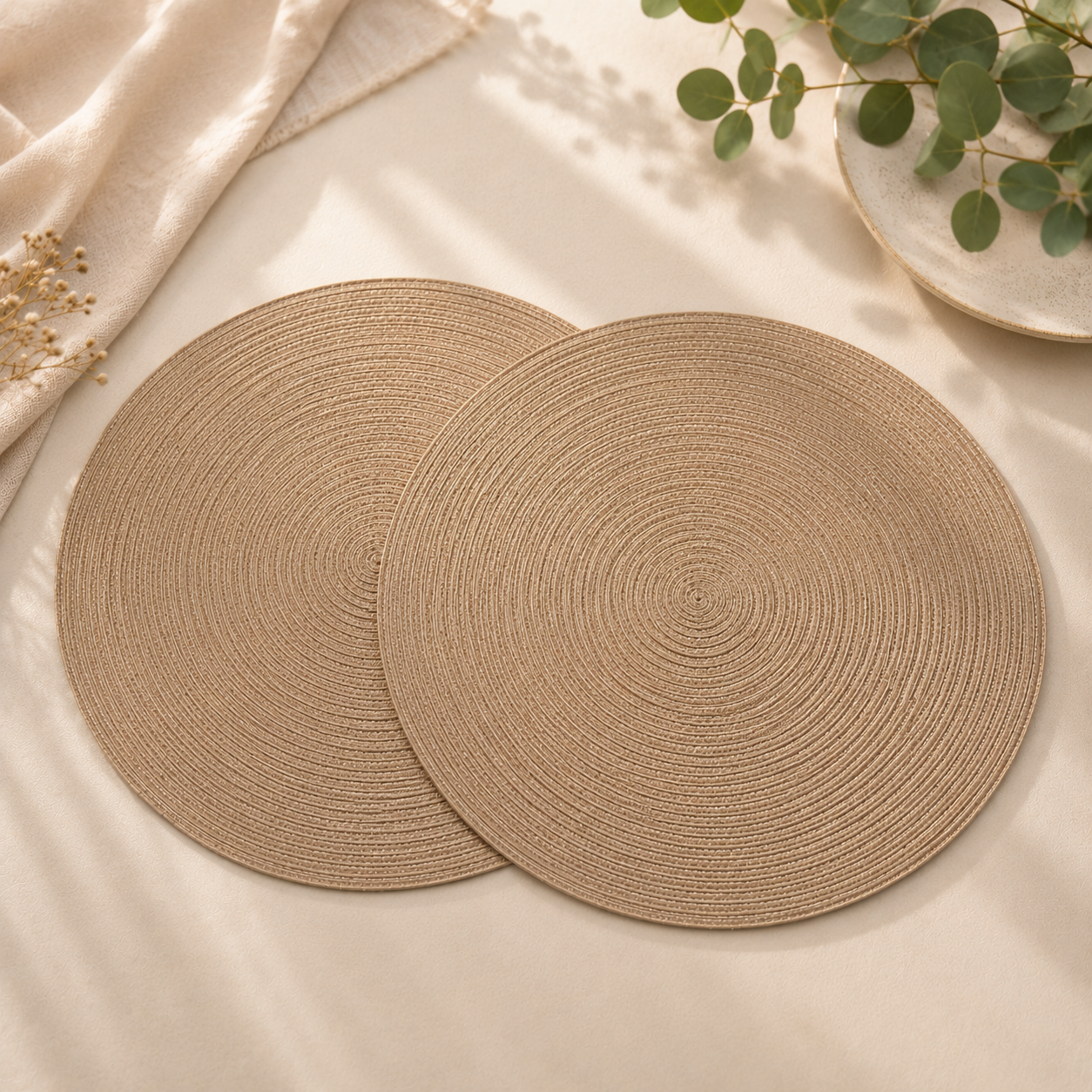 Bella N Bloom Round Table Mats Set of 2 – Premium PVC Woven Heat Resistant Dining Mats
