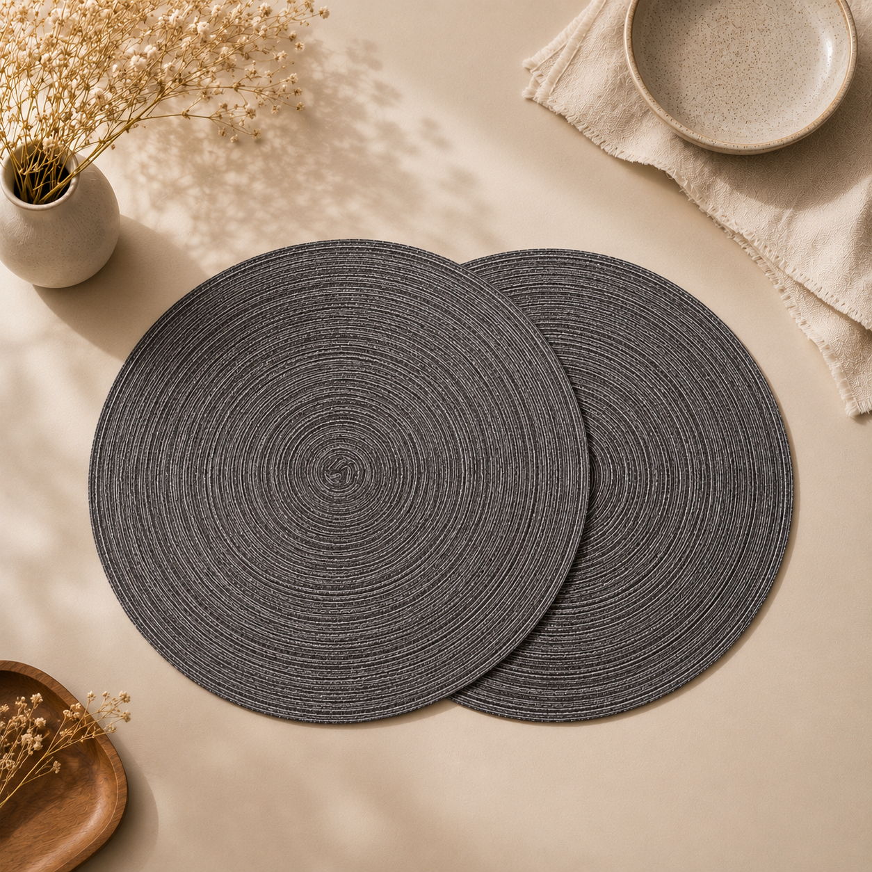 Bella N Bloom Round Table Mats Set of 2 – Premium PVC Woven Heat Resistant Dining Mats