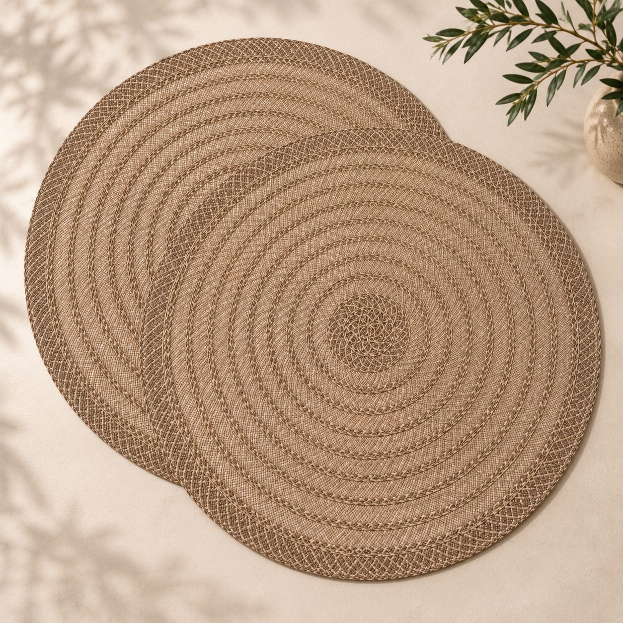 Bella N Bloom Round Table Mats Set of 2 – Premium PVC Woven Heat Resistant Dining Mats