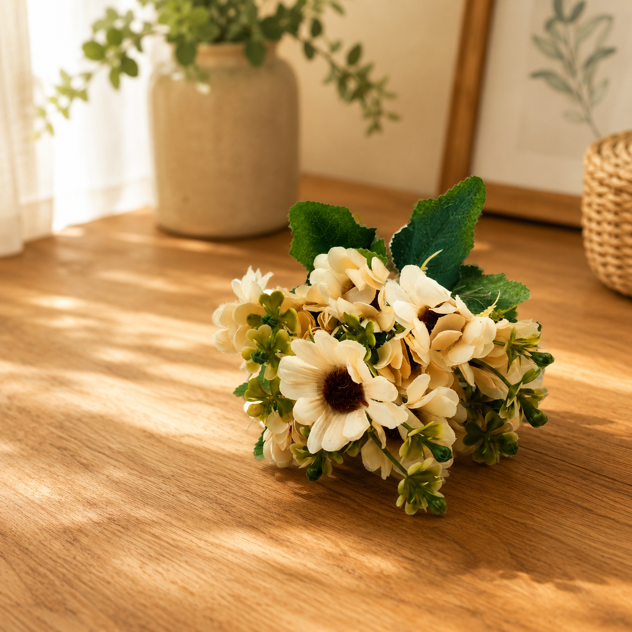 Artificial Small Daisy Flower Bunch for Home Décor-White