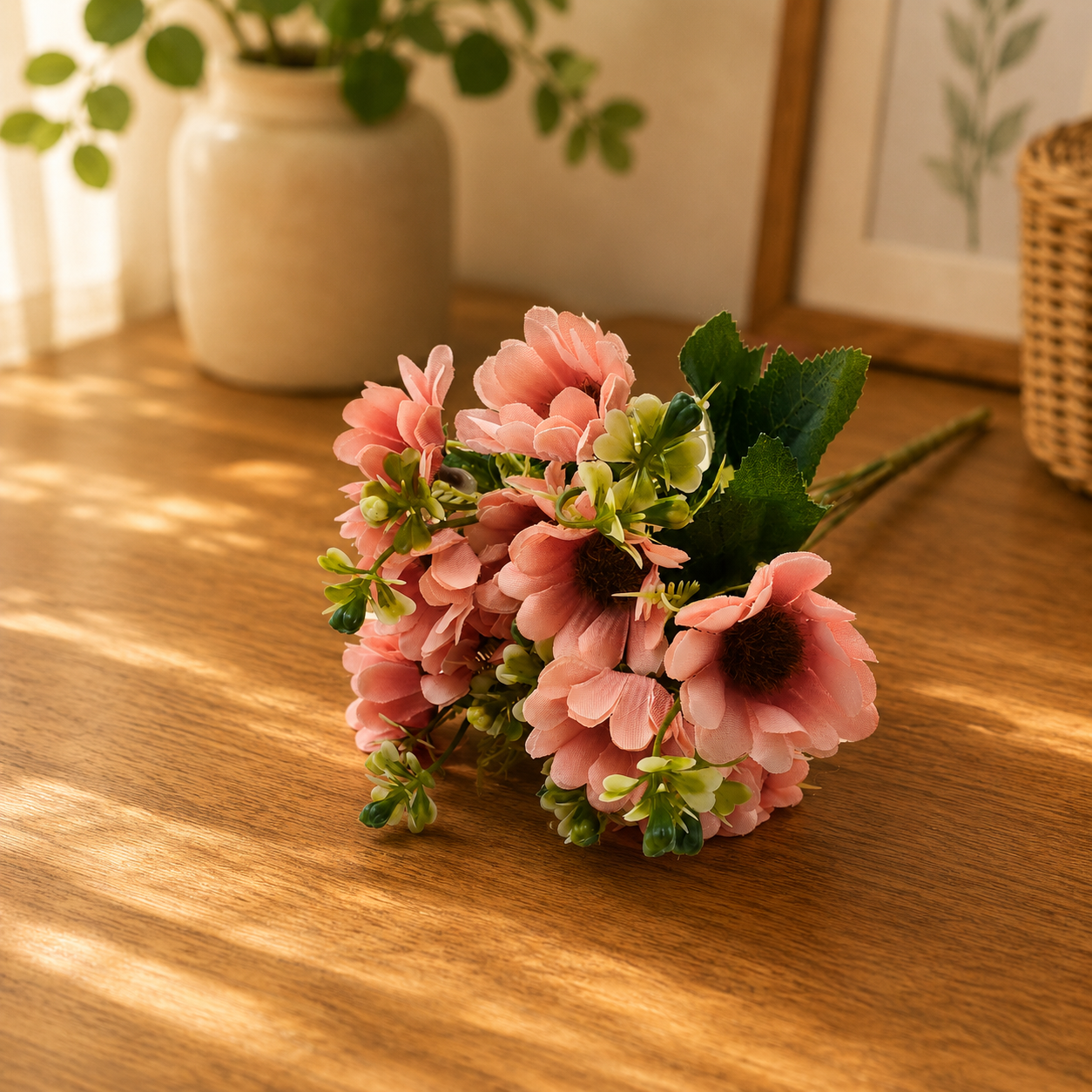 Artificial Small Daisy Flower Bunch for Home Décor-Pink