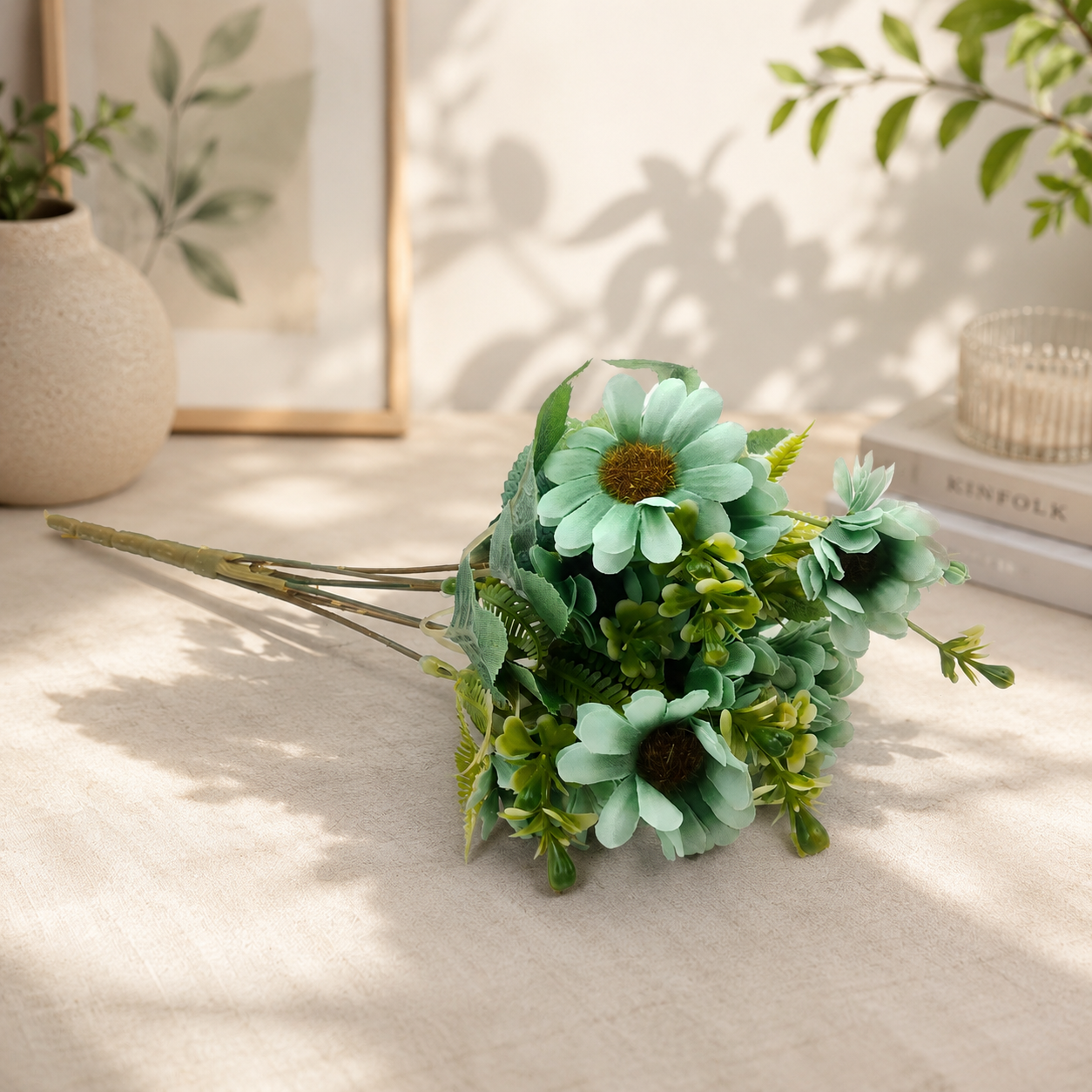 Artificial Small Daisy Flower Bunch for Home Décor-Blue