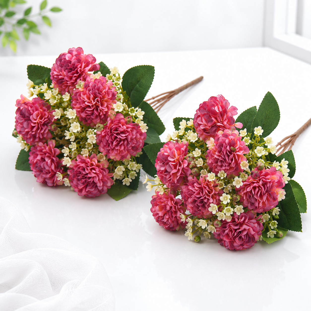 Artificial Vintage Pattern (Pack of 2) Flower Bunch for Home Décor-Purple