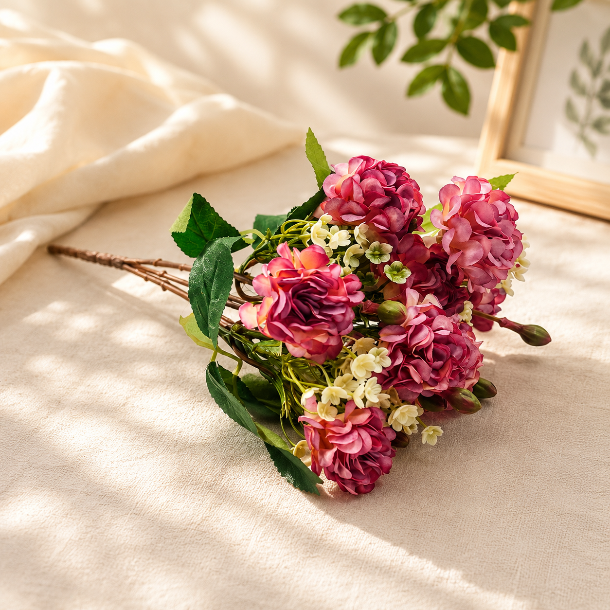 Artificial Vintage Pattern Flower Bunch for Home Décor –Purple