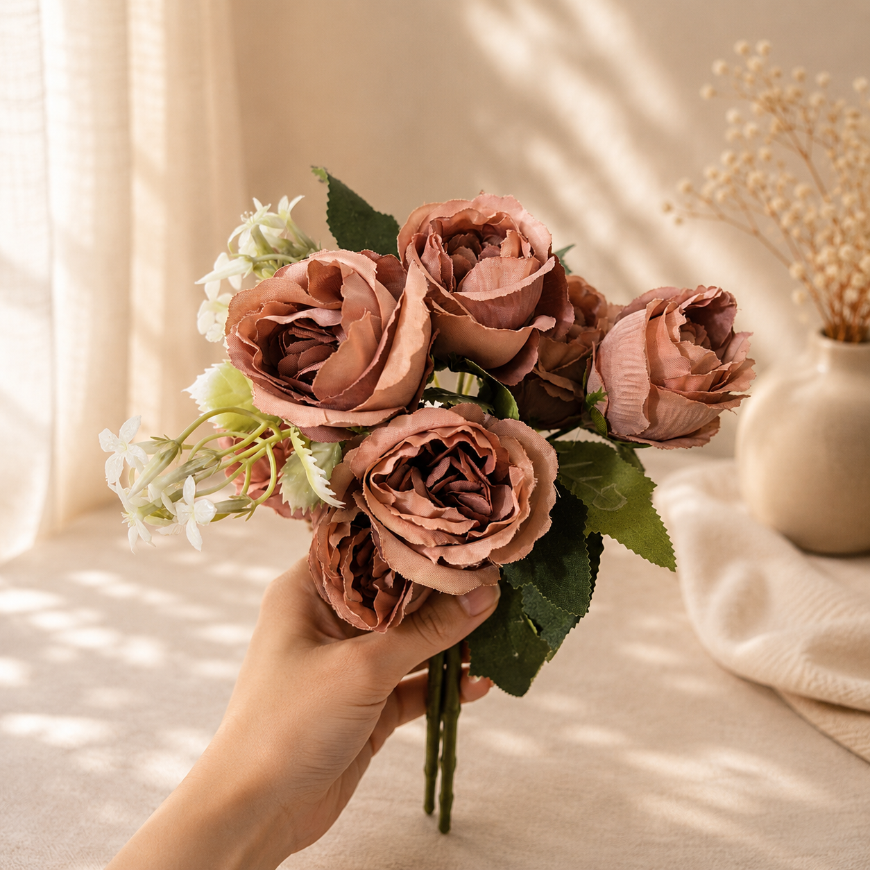 Artificial Small Rose Flower Bunch for Home Décor – Lavender
