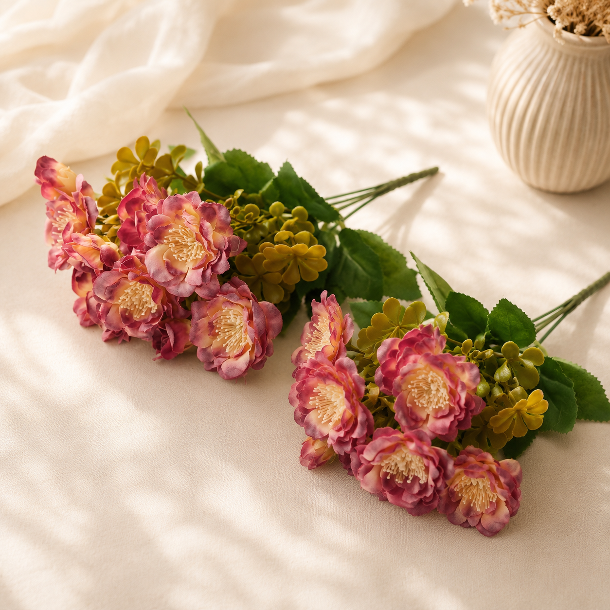 Artificial Purple Flower Bunch Pack of 2 for Home Décor