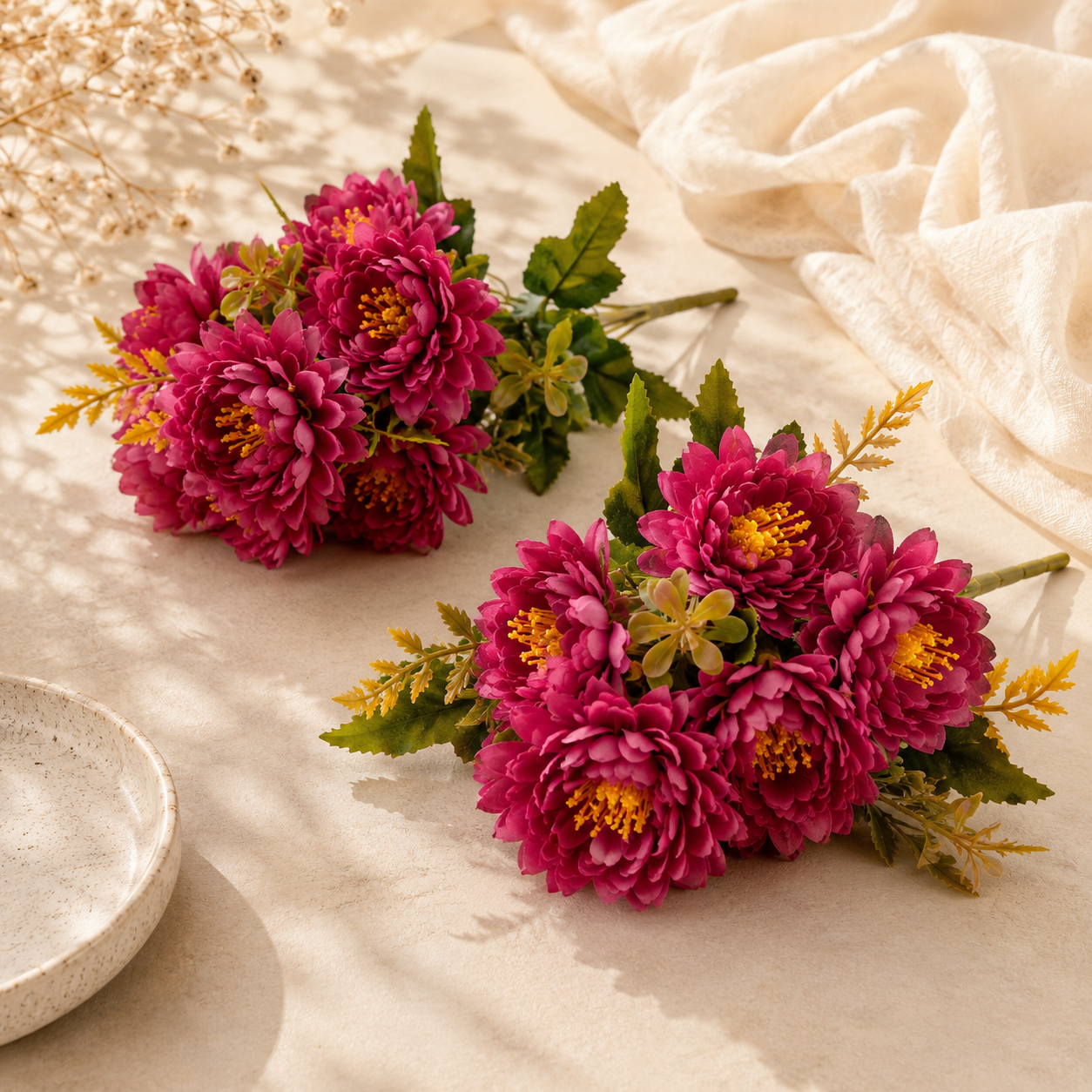 Artificial Small Pack of 2 Peony Flower Bunch for Home Décor – Purple