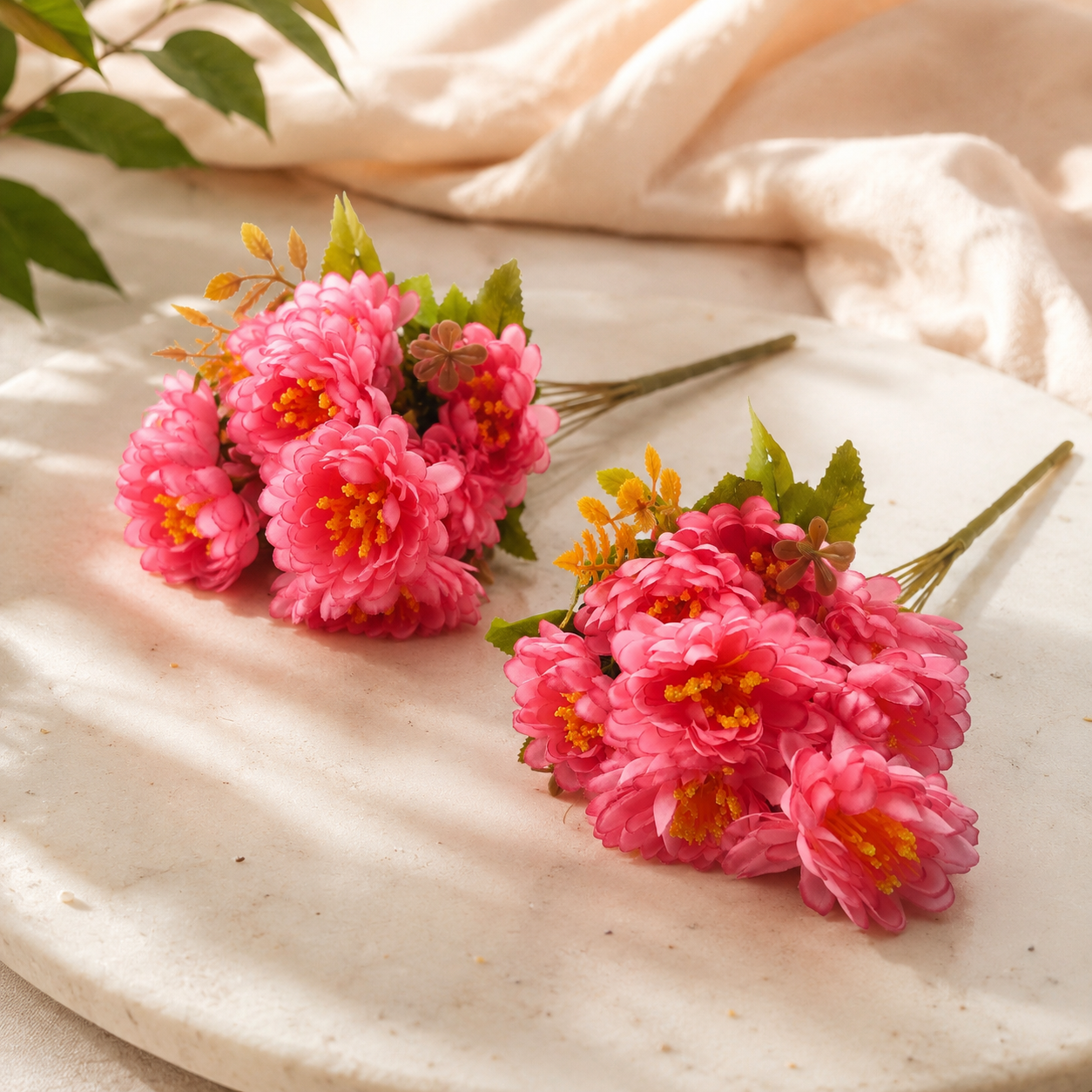 Artificial Small Pack of 2 Peony Flower Bunch for Home Décor – Light Pink