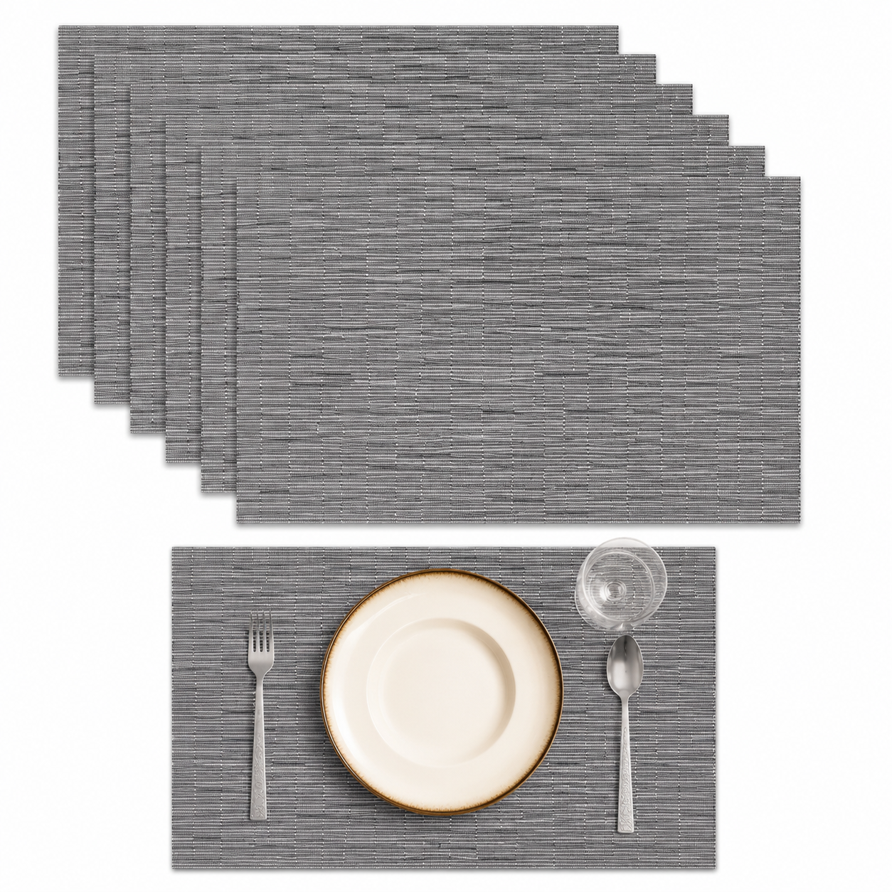 Bella N Bloom 6 Pcs PVC Table Mats Set – Heat Resistant, Washable, Non-Slip Dining Placemats (45 × 30 cm)