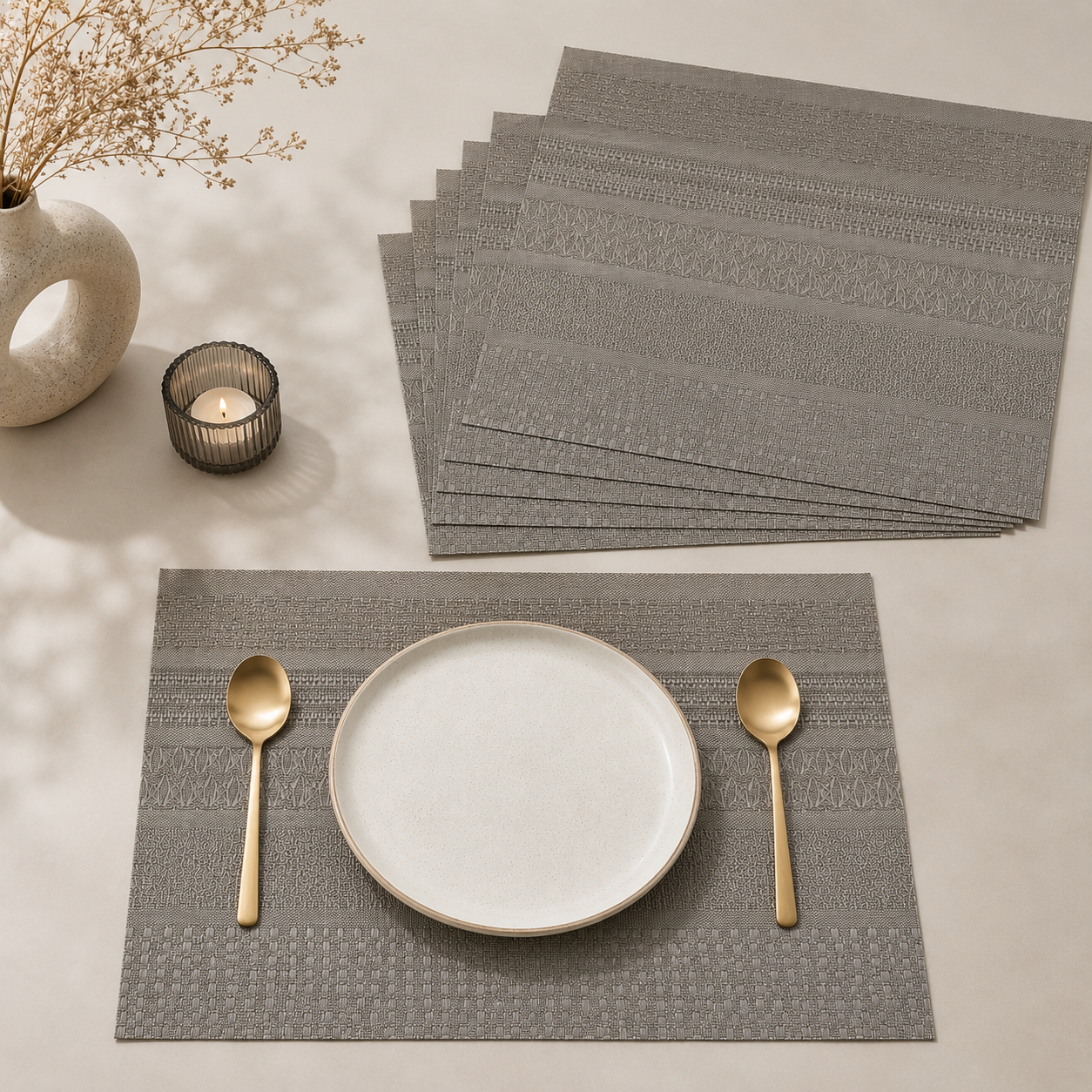 Bella N Bloom Premium Textured 6-Piece PVC Table Mats Set