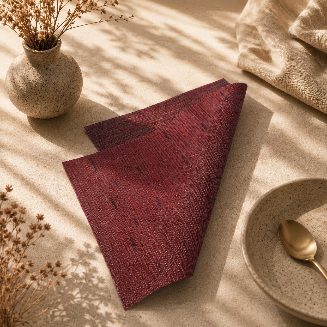 Bella N Bloom 6 Pcs PVC Table Mats Set – Heat Resistant, Washable, Non-Slip Dining Placemats (45 × 30 cm)