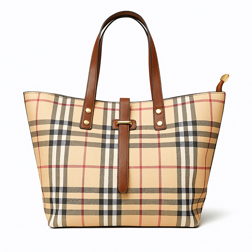 Women’s Luxury Checkered Tote Handbag