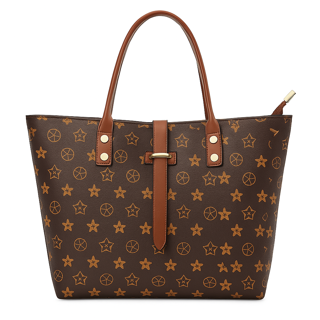 Women’s Luxury Monogram Star Tote Handbag – Designer-Inspired PU Leather Edition