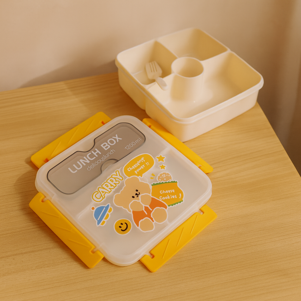 Square Silicon BPA Free Lunch Box (Yellow)