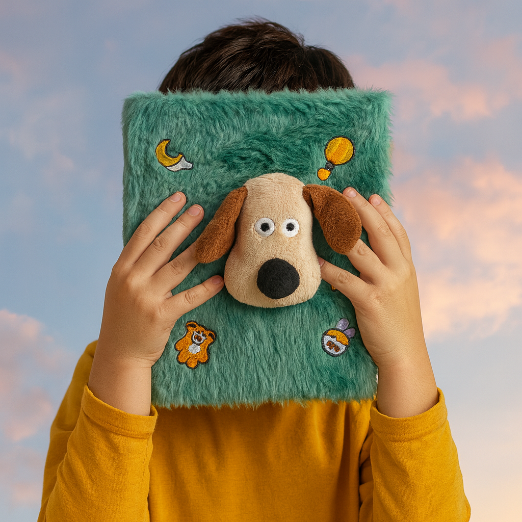 Plush Dog-Themed Furry Diary- Green