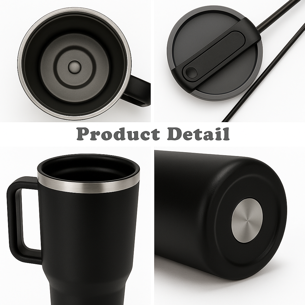 Stainless Steel Vacuum Insulated Tumbler With All Black Colour - 1200ml