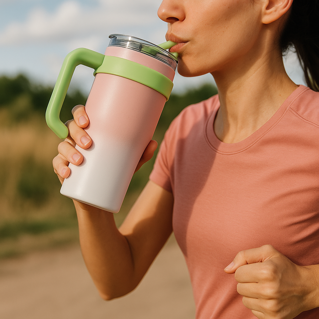 Dual Shades- Stainless Steel Sipper Tumbler (Pink White)