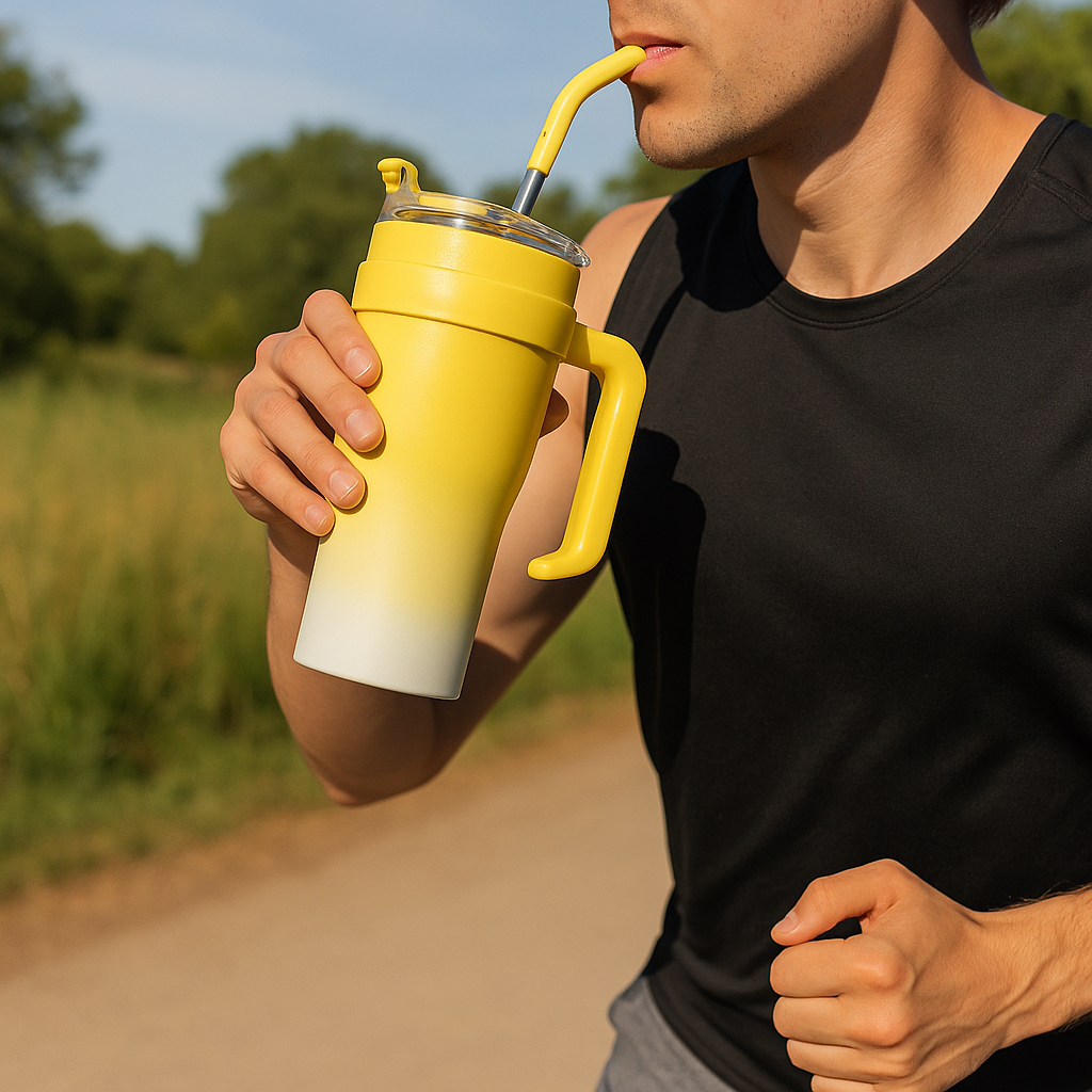 Dual Shades- Stainless Steel Sipper Tumbler (Yellow White)