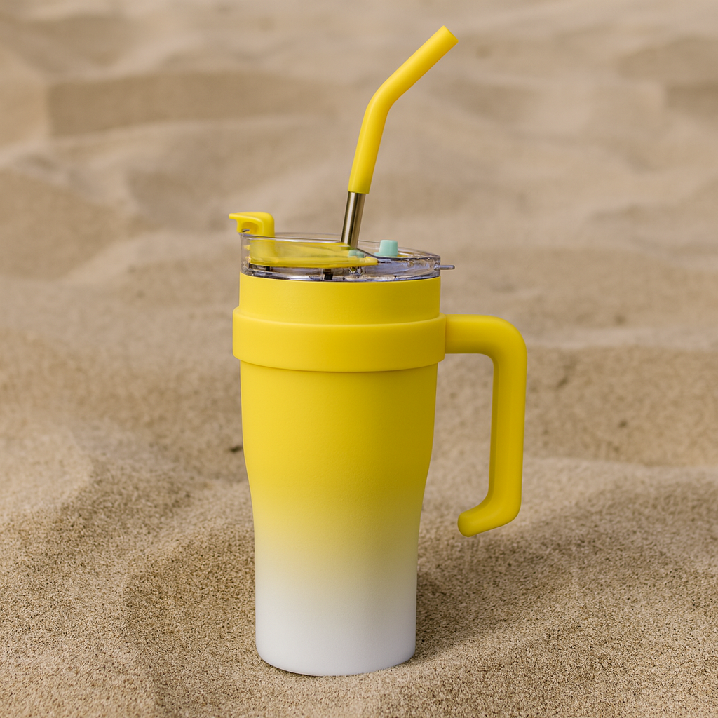 Dual Shades- Stainless Steel Sipper Tumbler (Yellow White)
