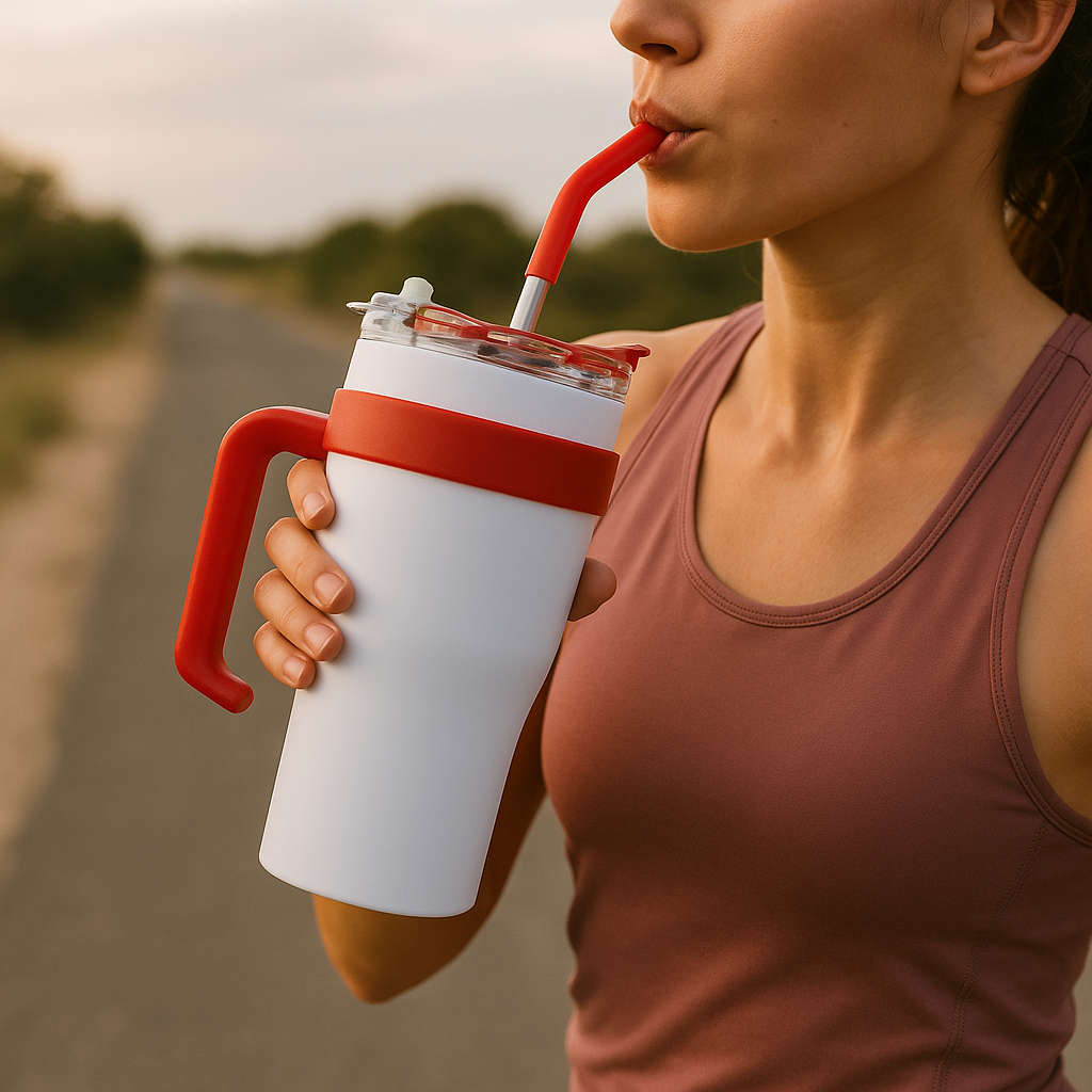 Dual Shades- Stainless Steel Sipper Tumbler (Red White)
