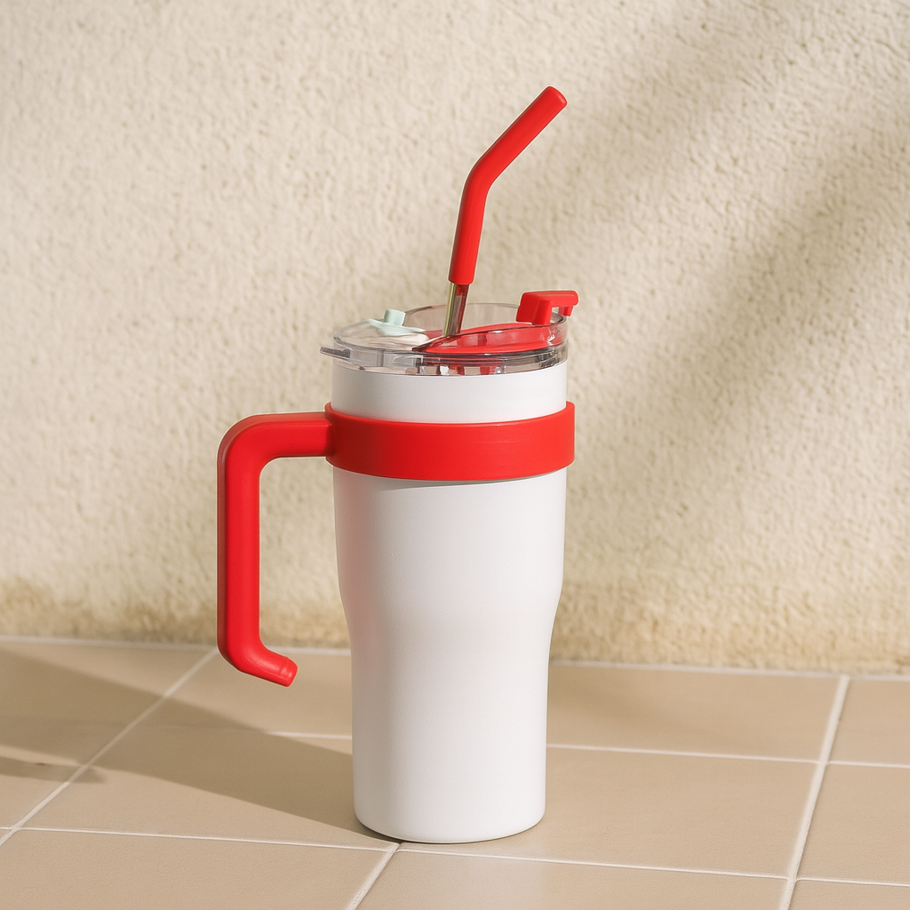 Dual Shades- Stainless Steel Sipper Tumbler (Red White)