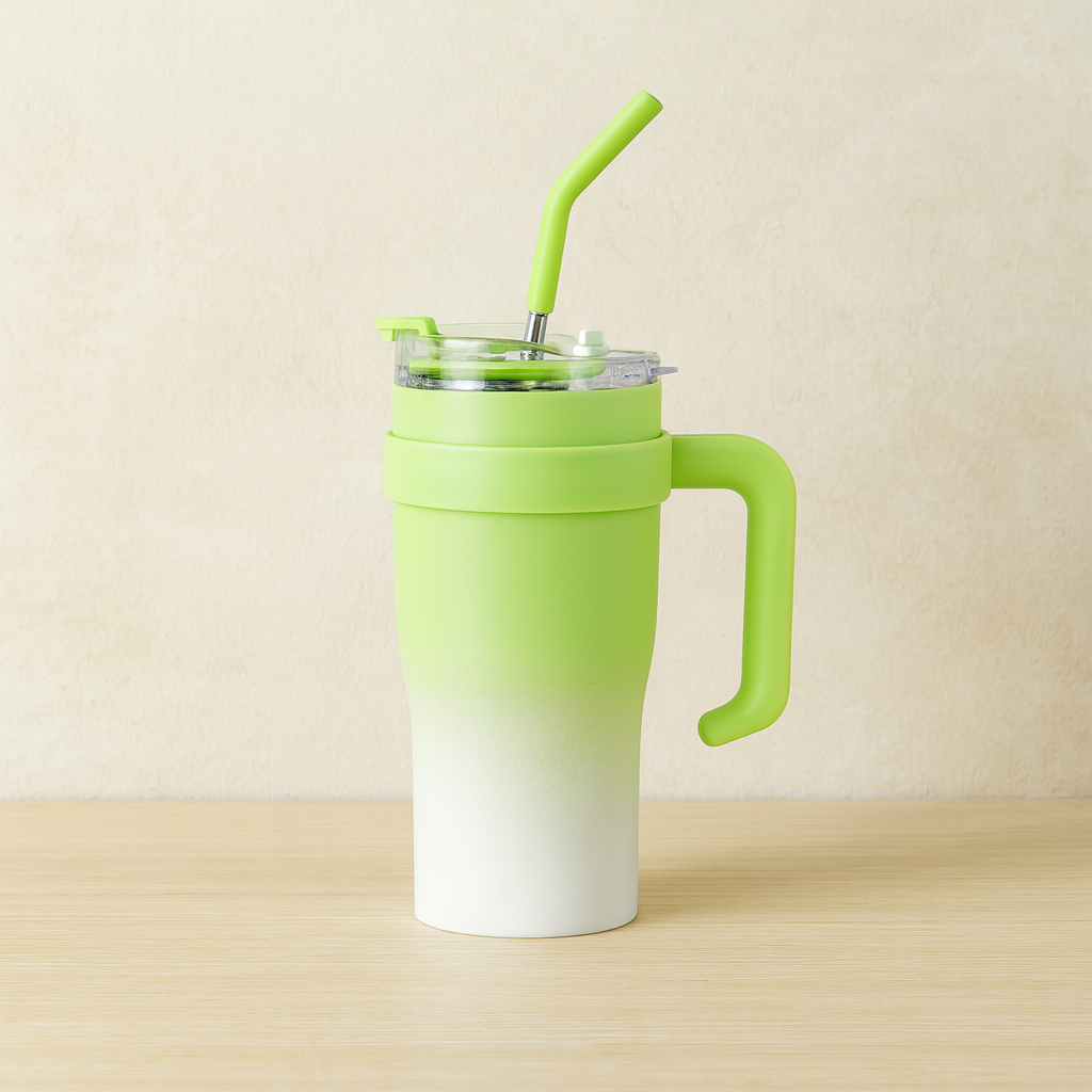 Dual Shades- Stainless Steel Sipper Tumbler (Green White)
