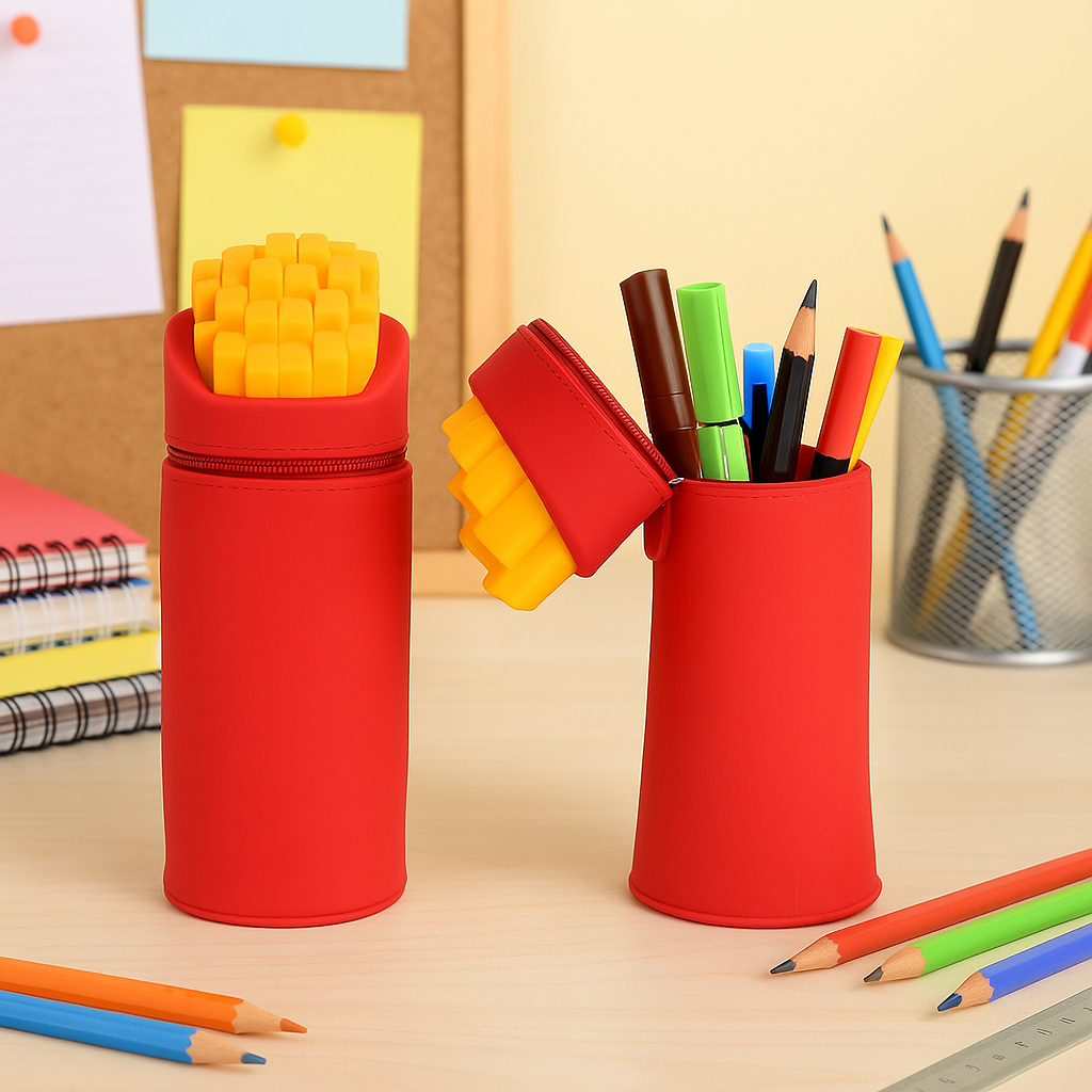 Playful Trendy Fries Vacuum Sucktion pen/pencil pouch (OG Red)