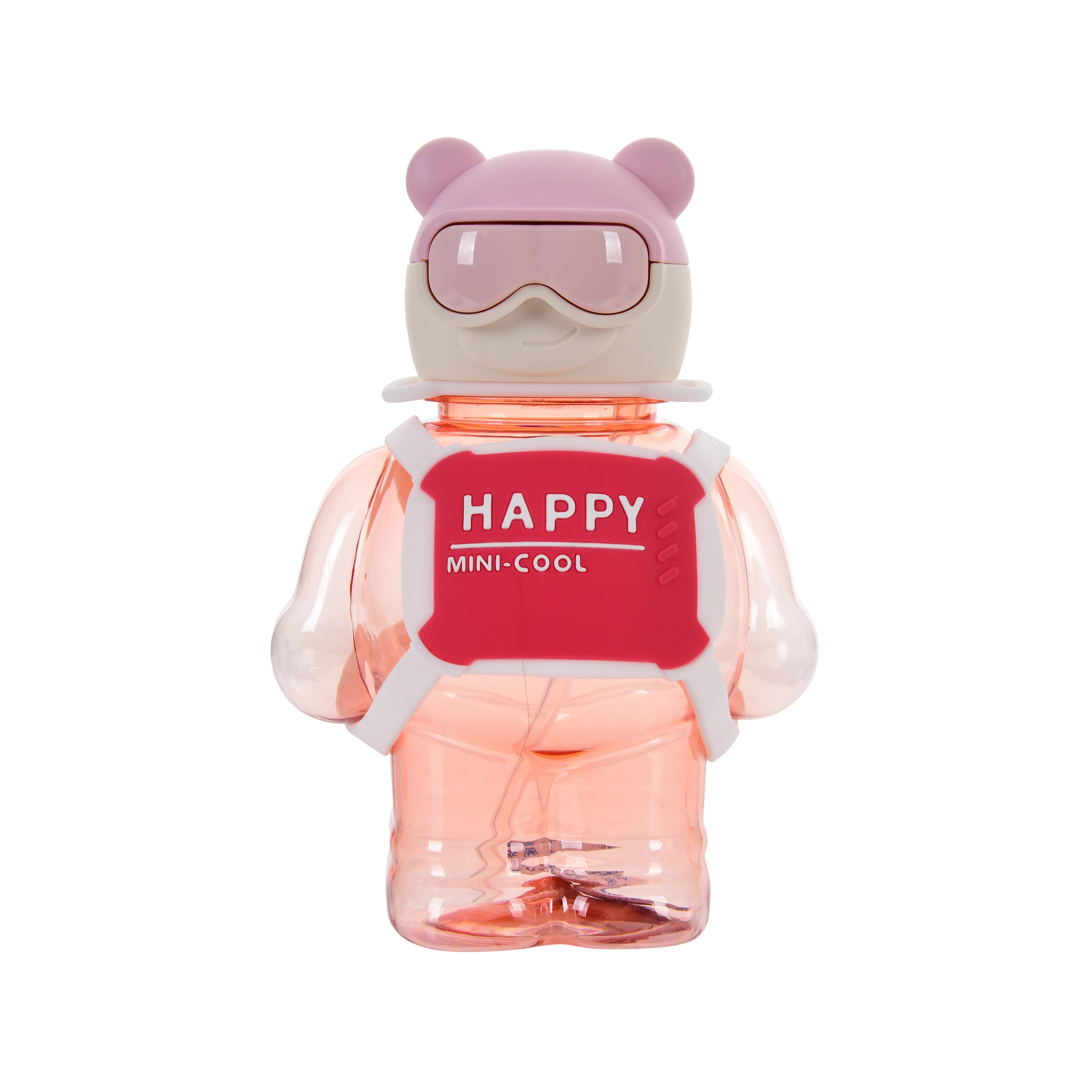Happy Teddy Water Bottle- 450ml (Pink)