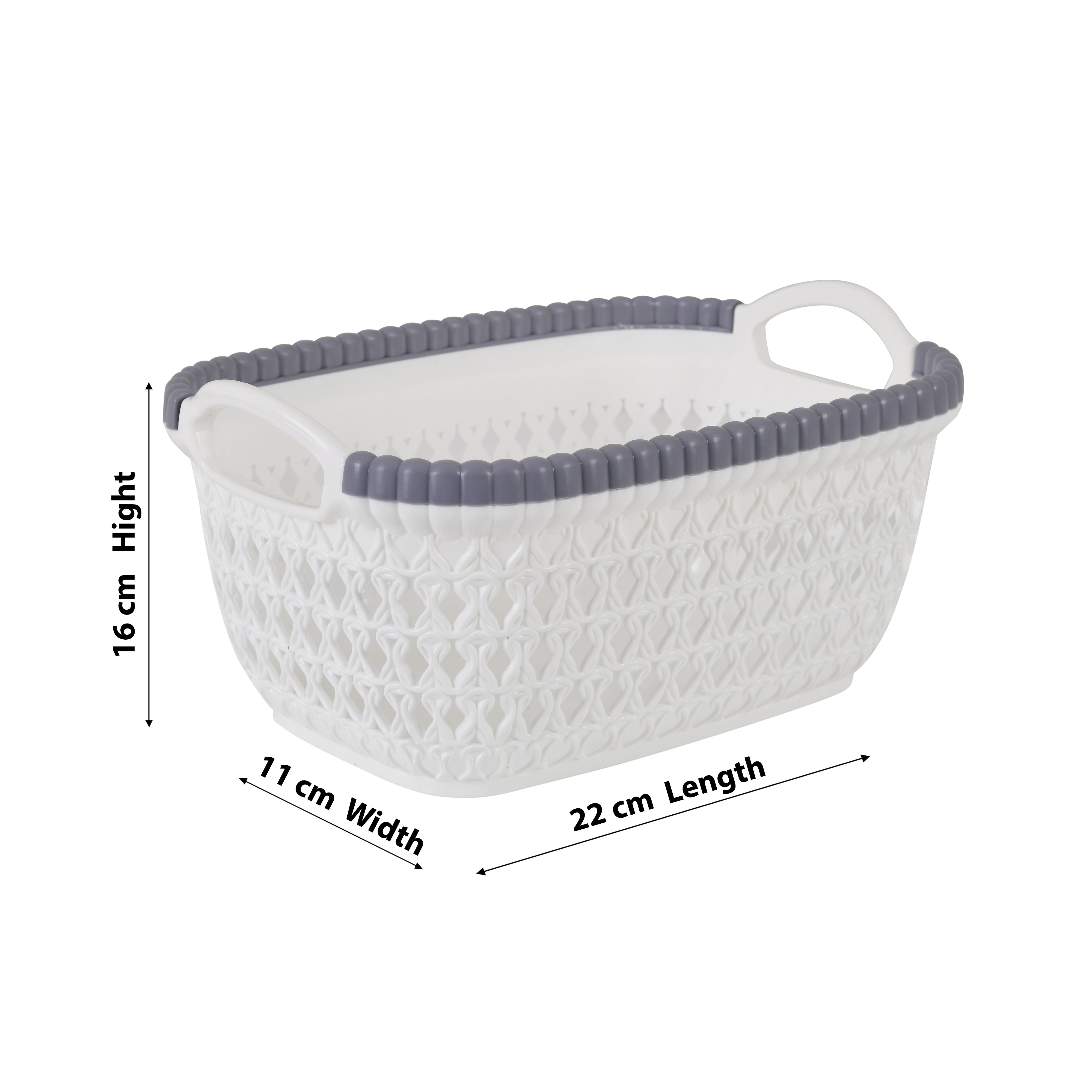 Premium Multi-Purpose Woven Storage Basket Set of 4 (White Color)