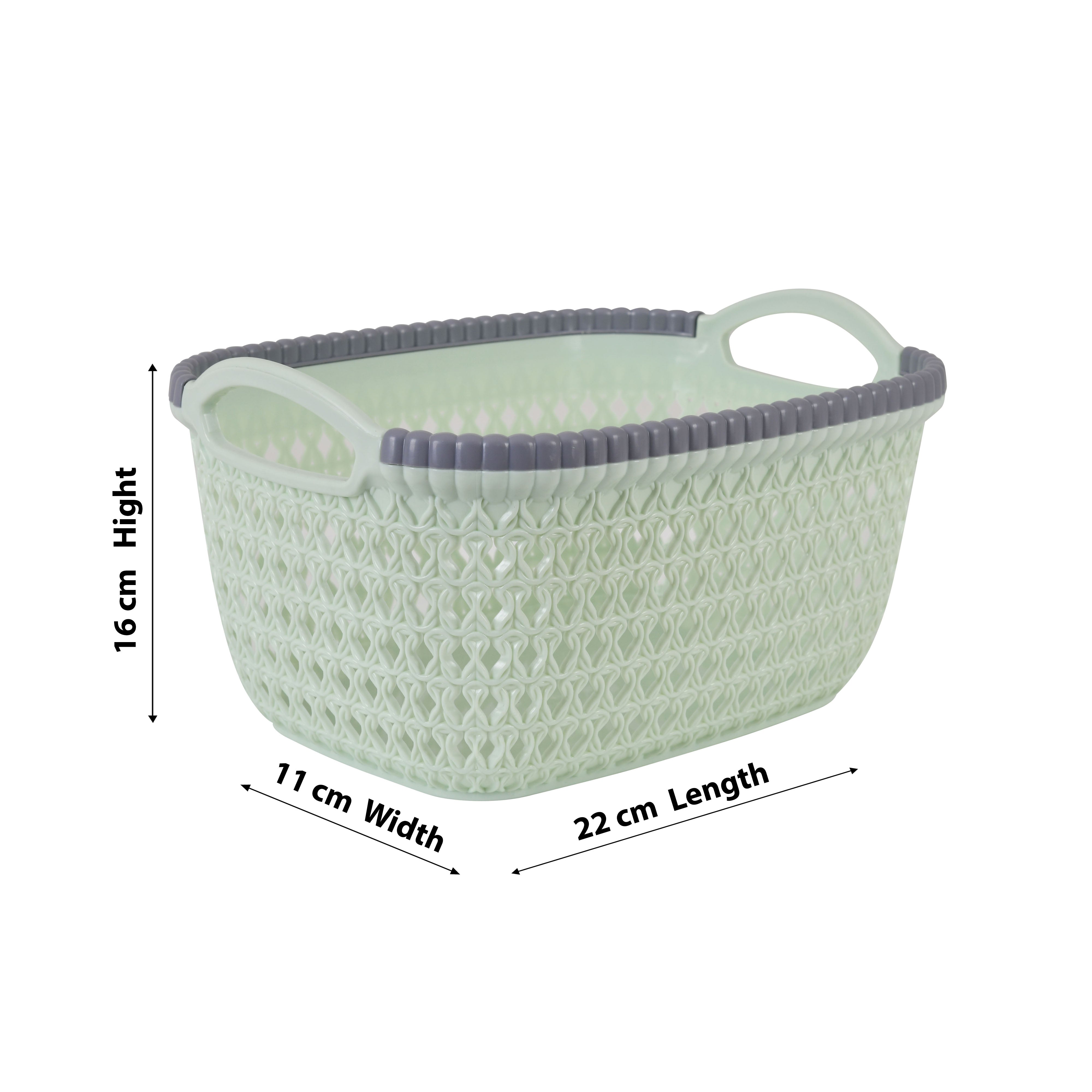 Premium Multi-Purpose Woven Storage Basket Set of 4 (Green Color)