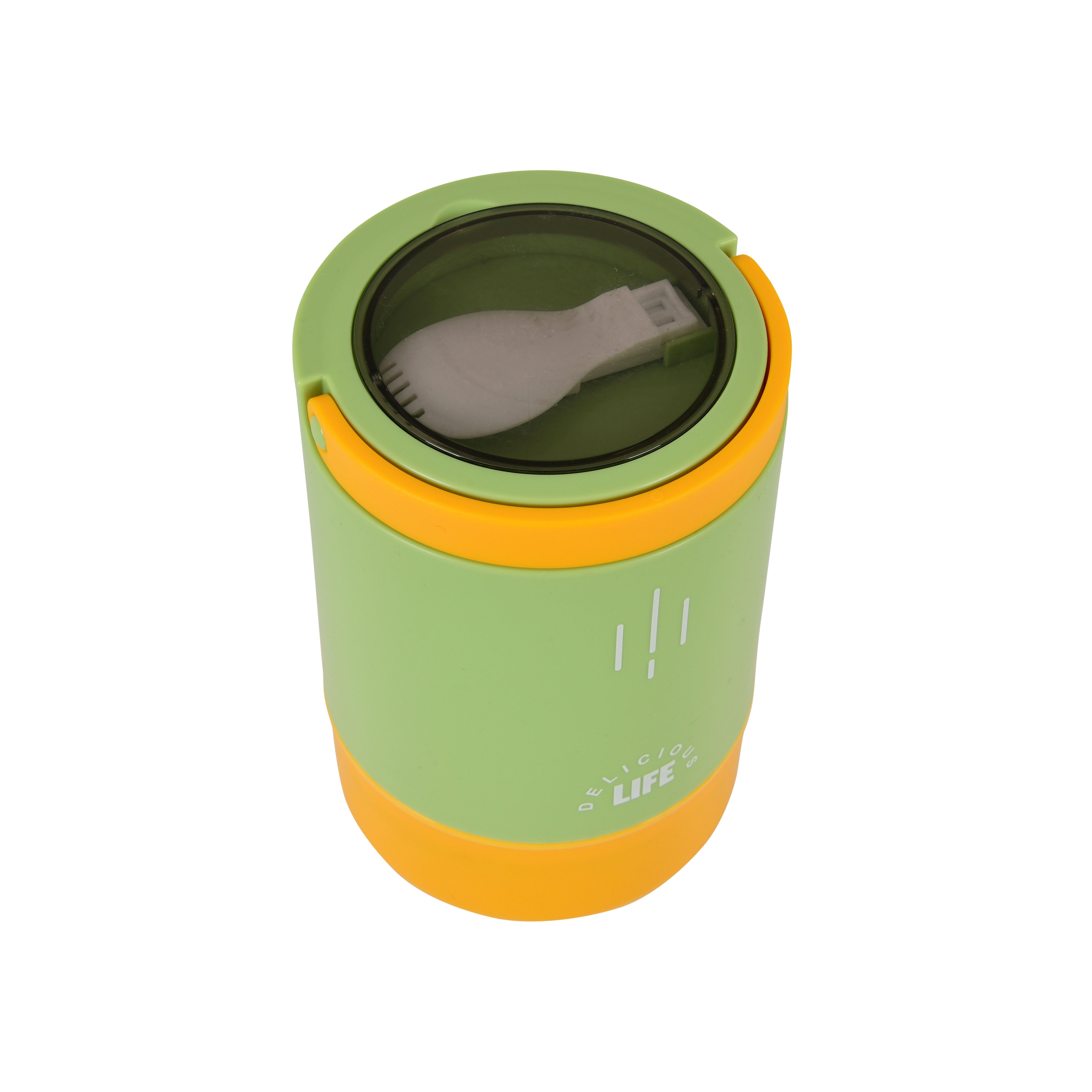 Triple Compartment Stainless Steel Lunch Box (Yellow - Green)