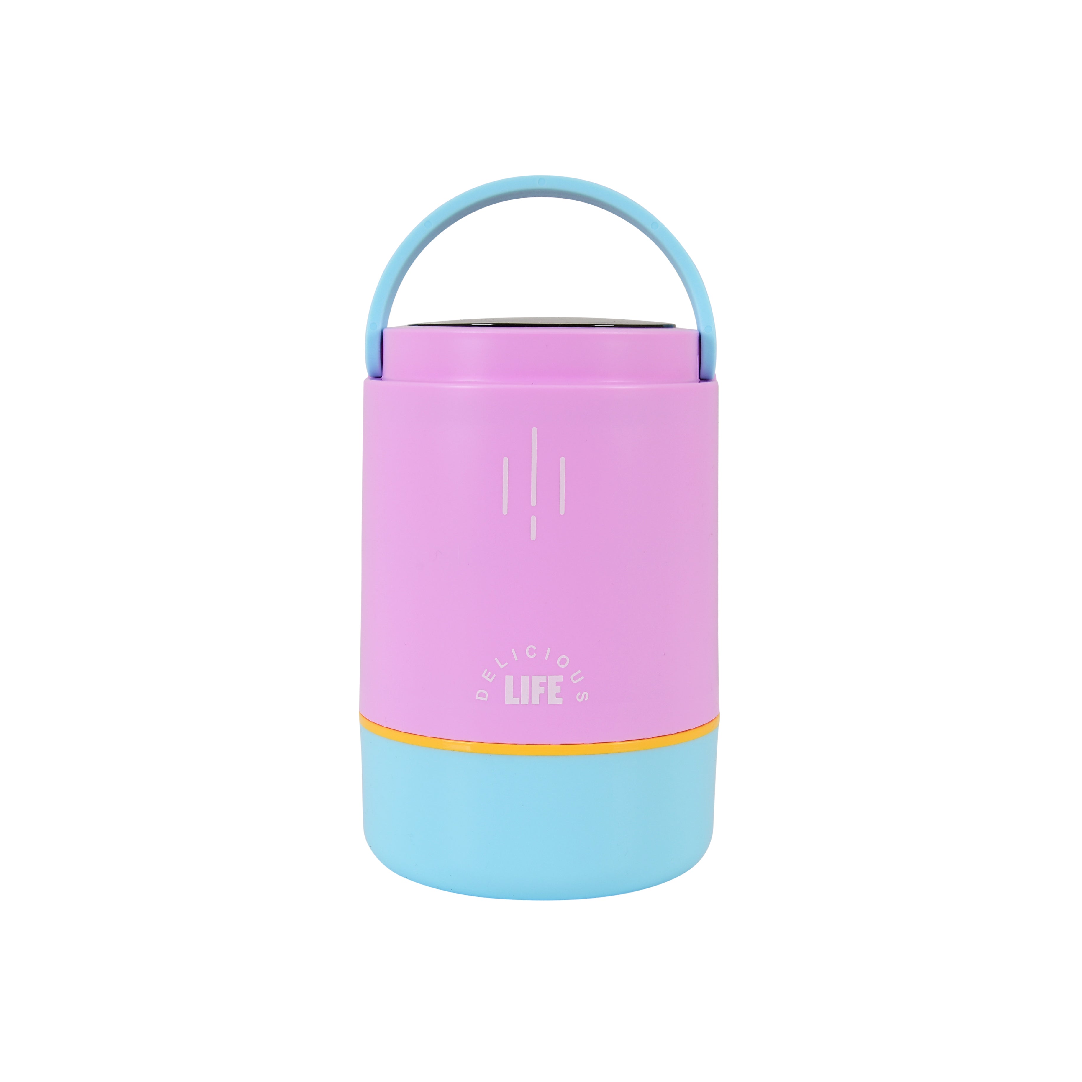 Triple Compartment Stainless Steel Lunch Box (Pink - Blue)