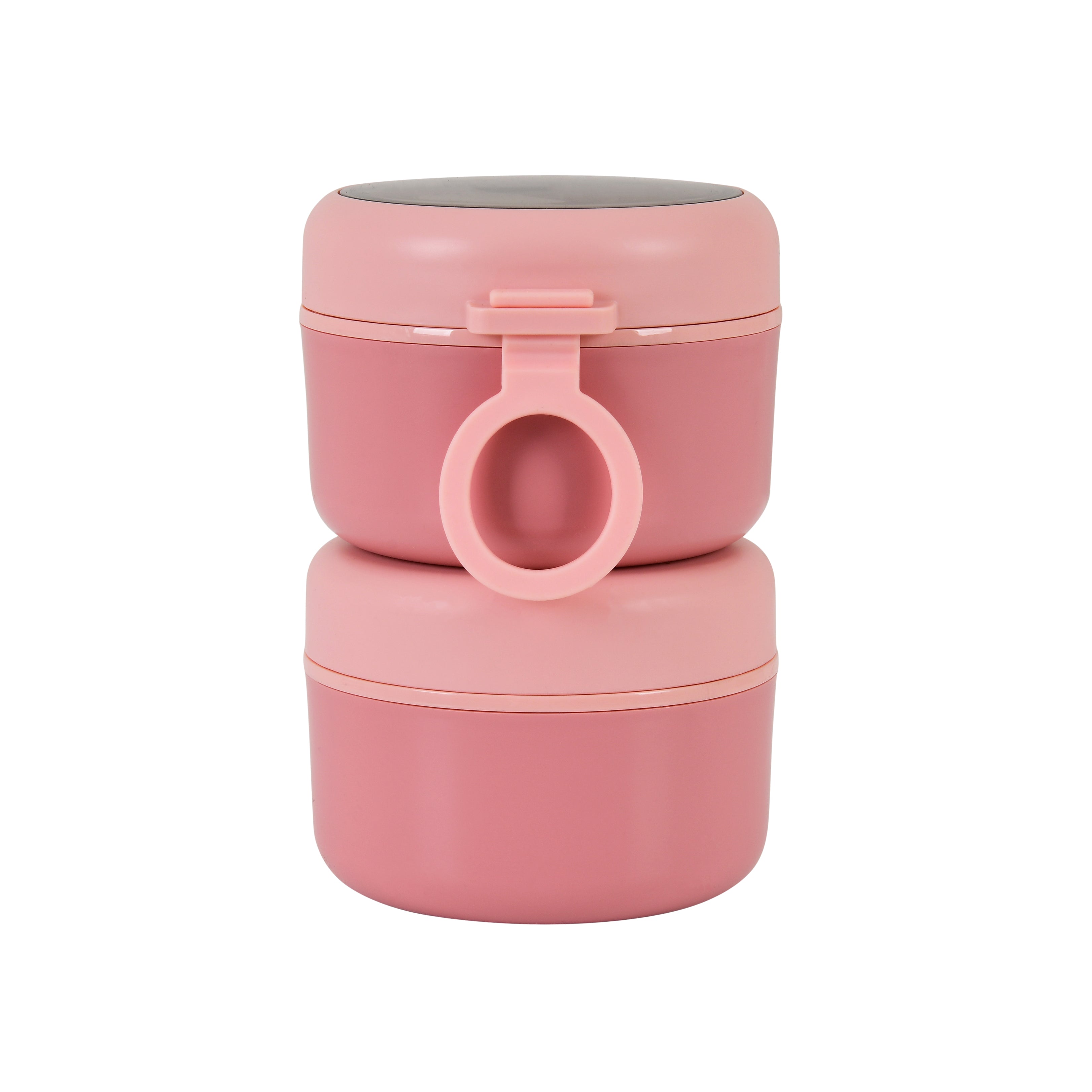 Double Compartment Stainless Steel Twist & Go Lunch Box (Pink with Grey)