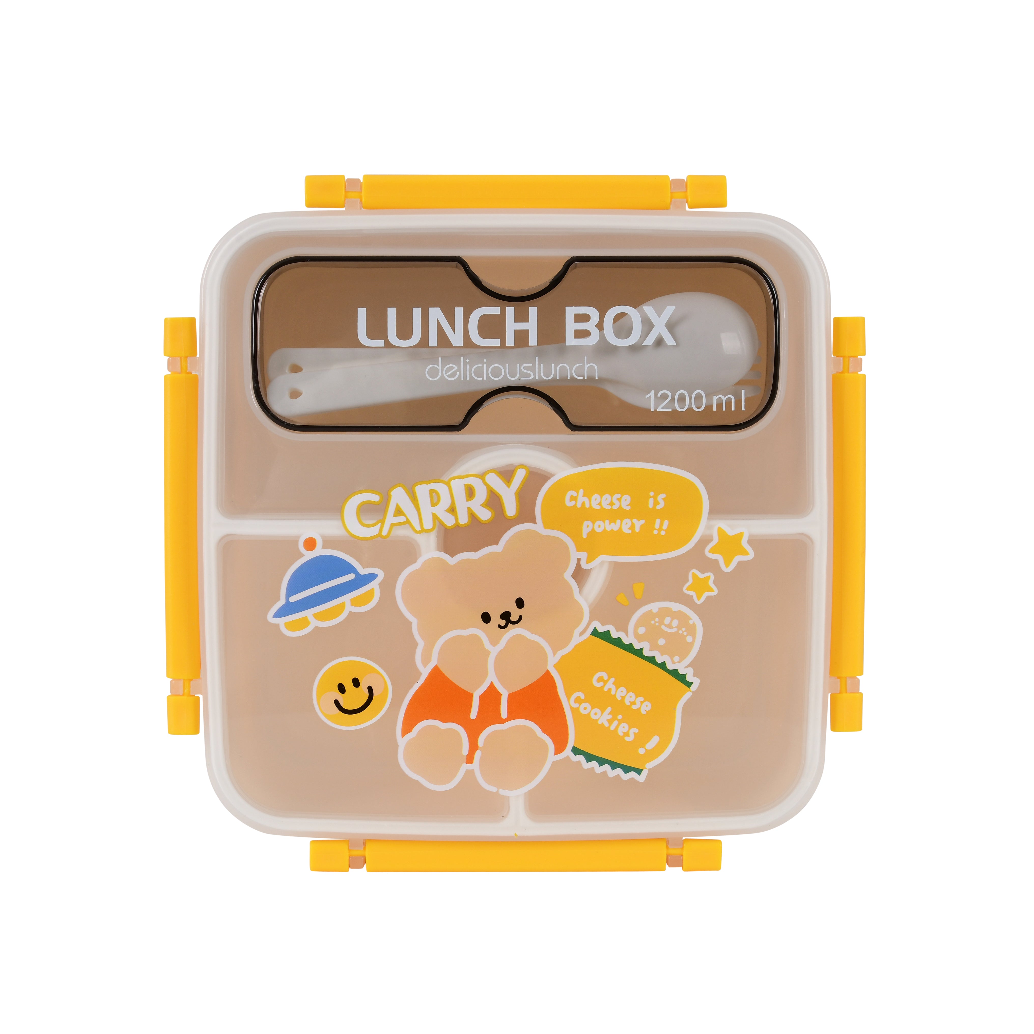Square Silicon BPA Free Lunch Box (Yellow)