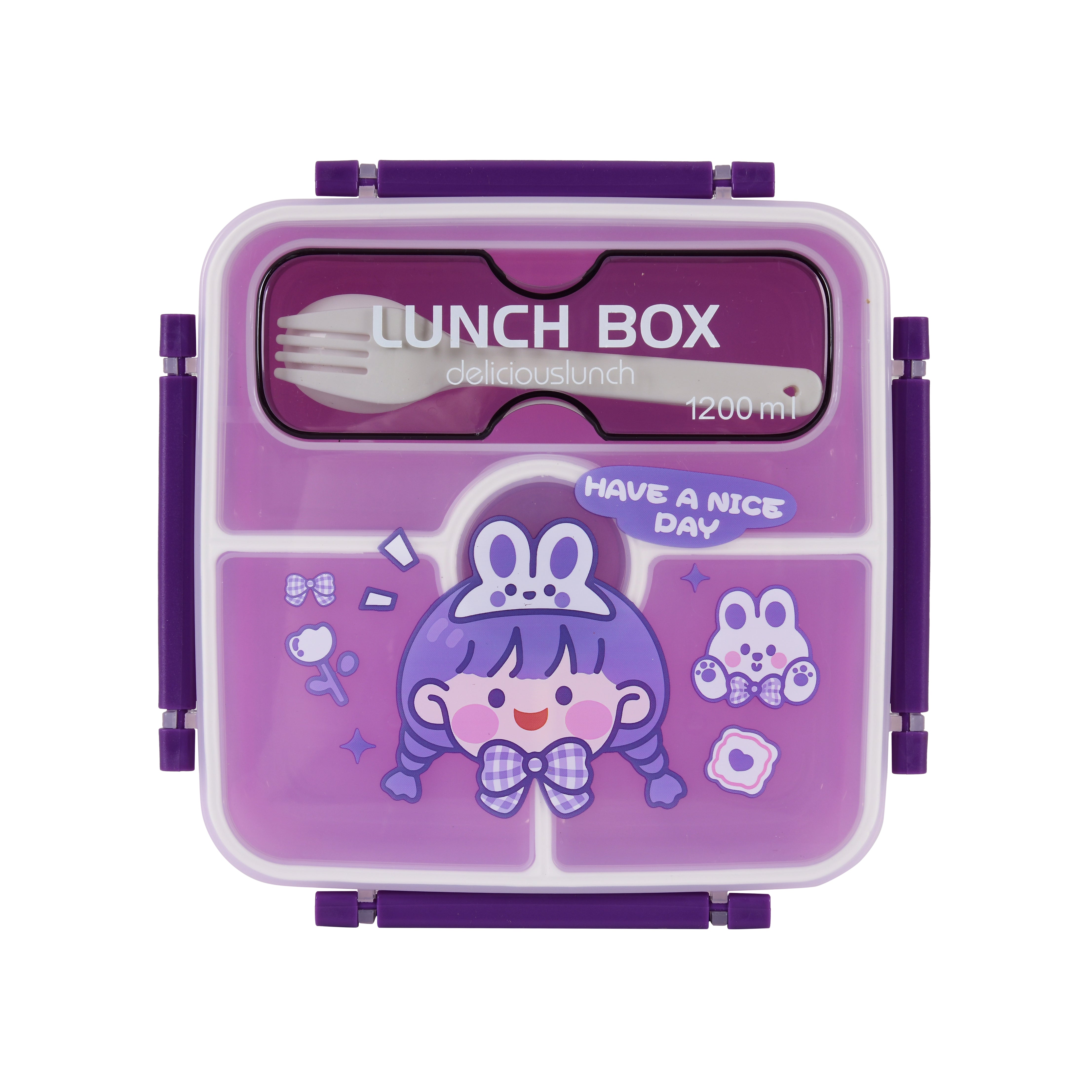 Square Silicon BPA Free Lunch Box (Purple)
