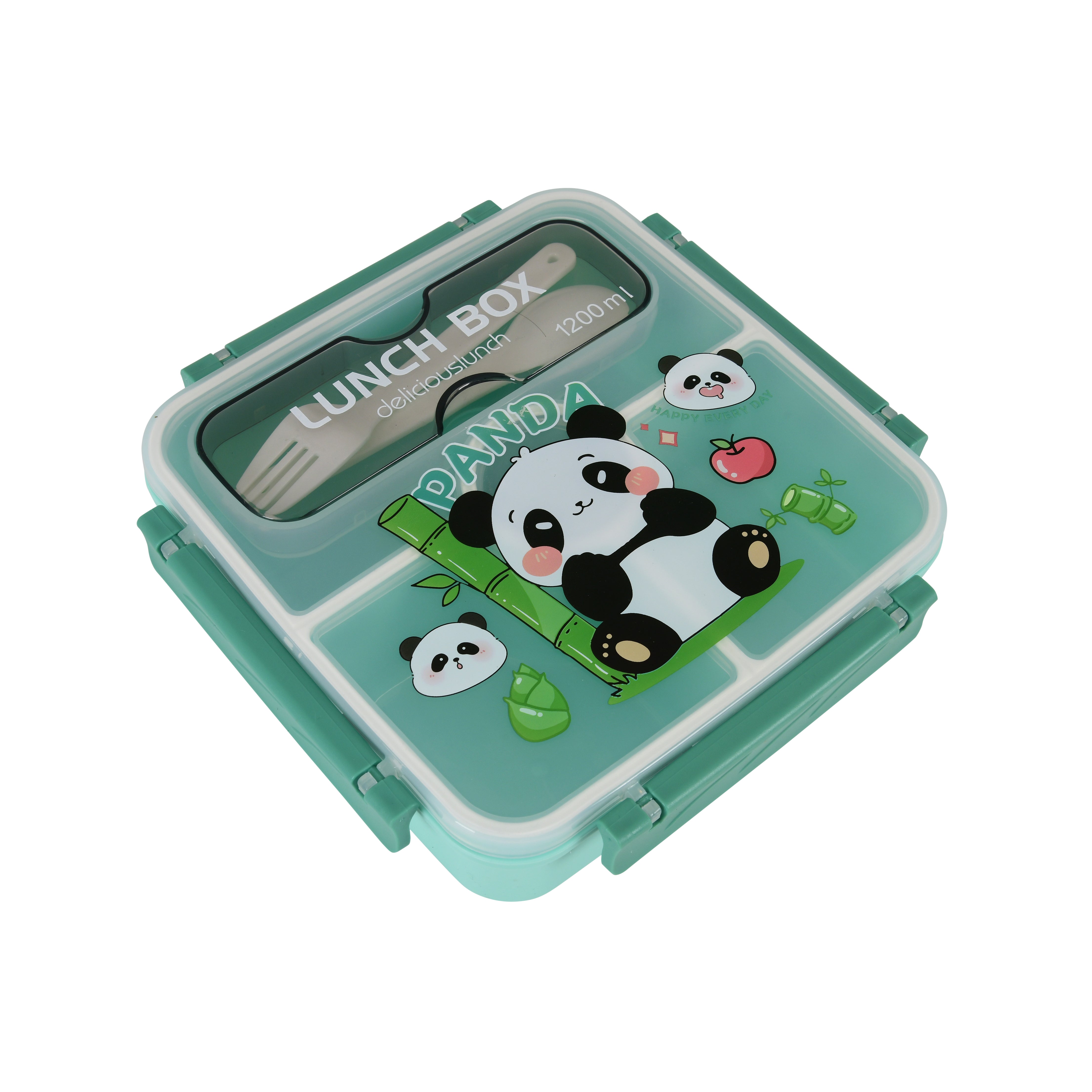 Square Silicon BPA Free Lunch Box (Green)