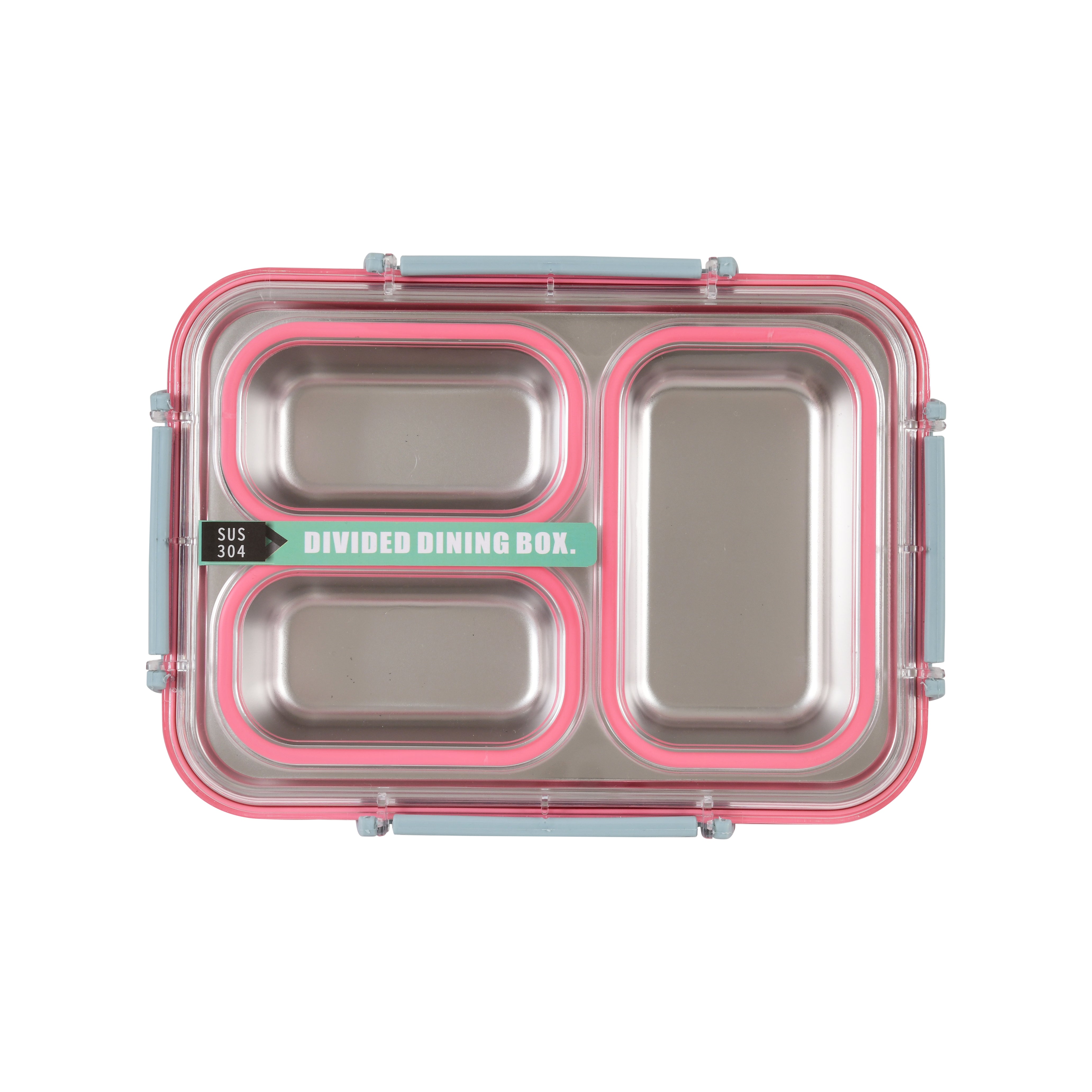Transparent STAINLESS Steel Lunch Box (Pink)