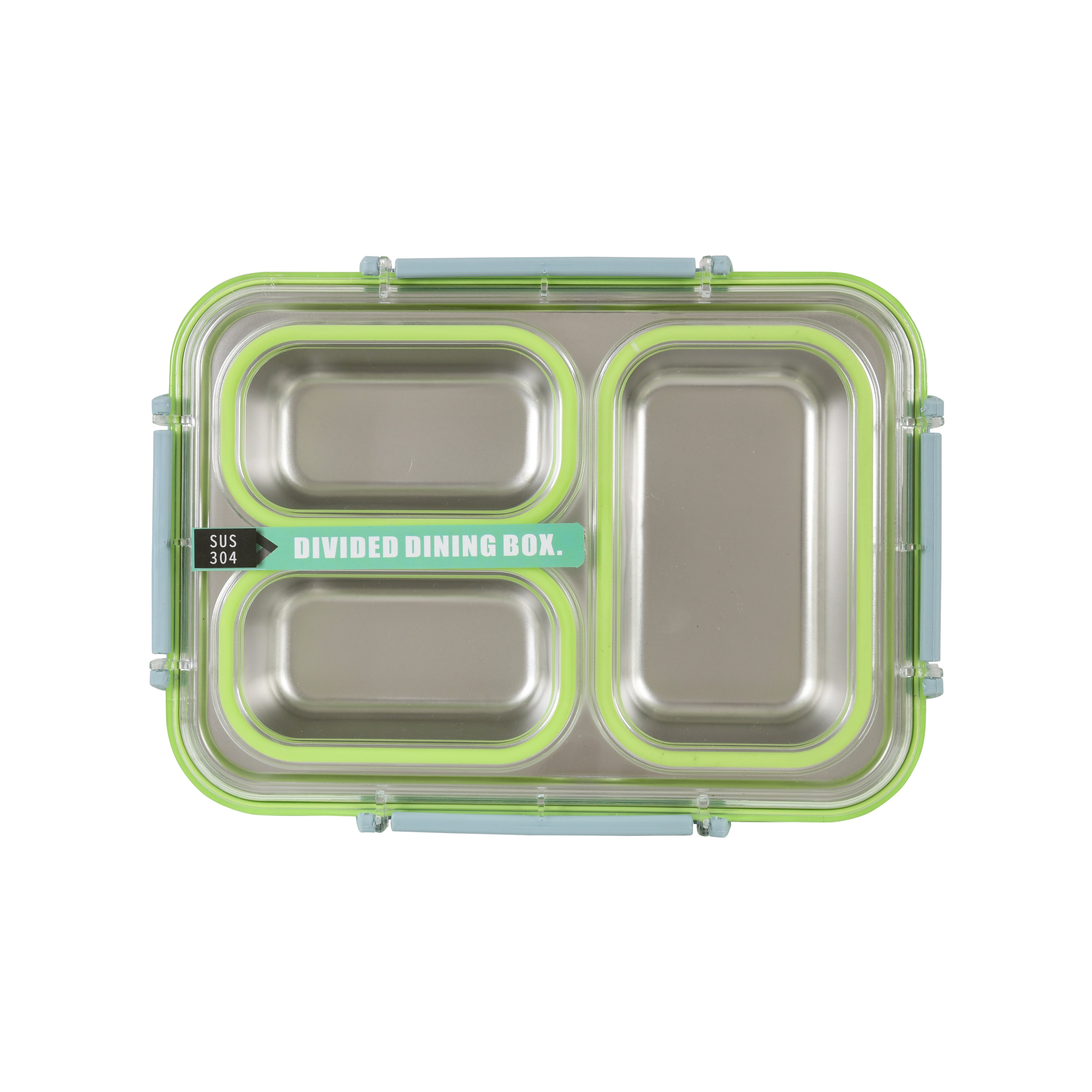 Transparent STAINLESS Steel lunch box Spill Proof (Green)