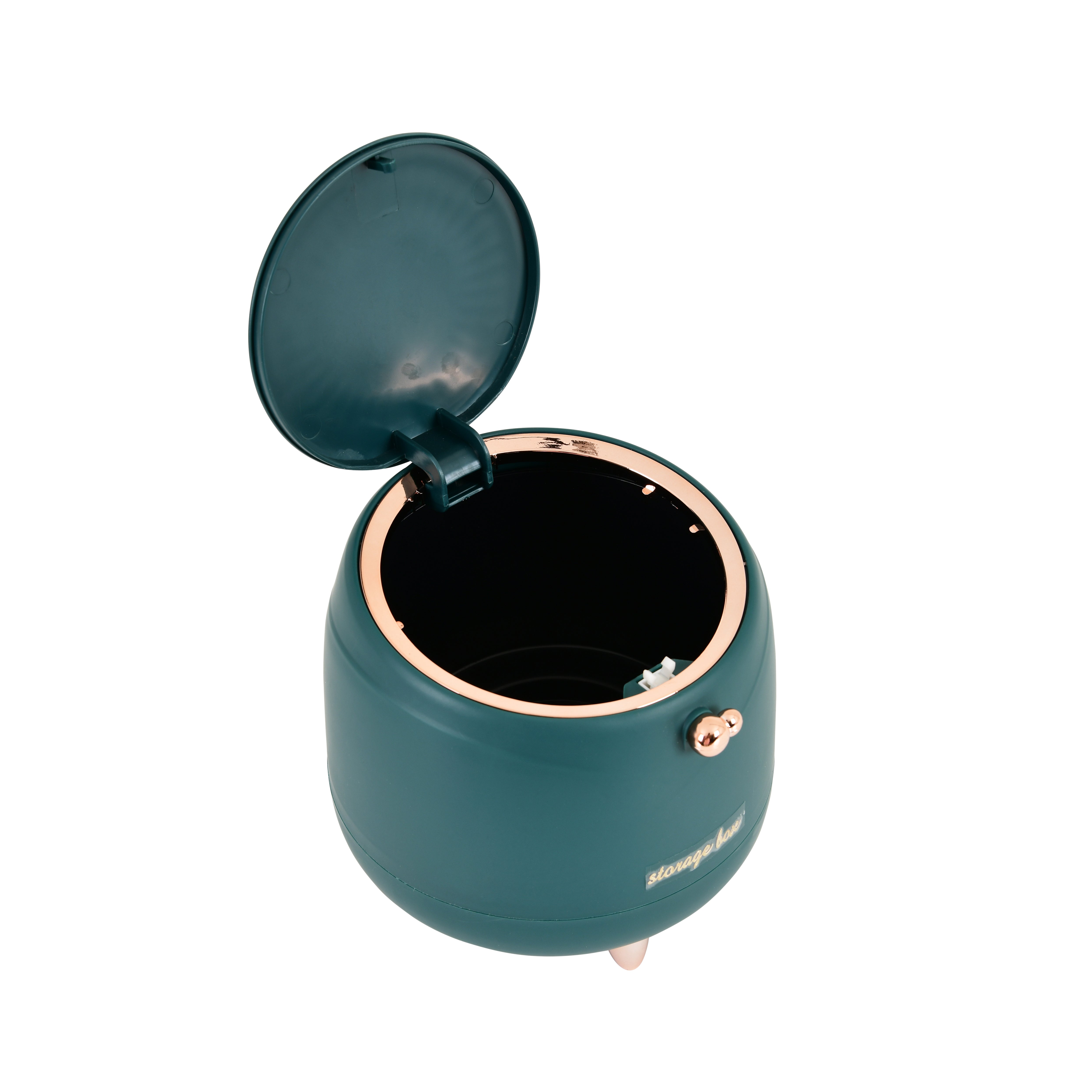 Premium Multi-Purpose Storage Box with Lid (Teal Green with Rose Gold Accents)