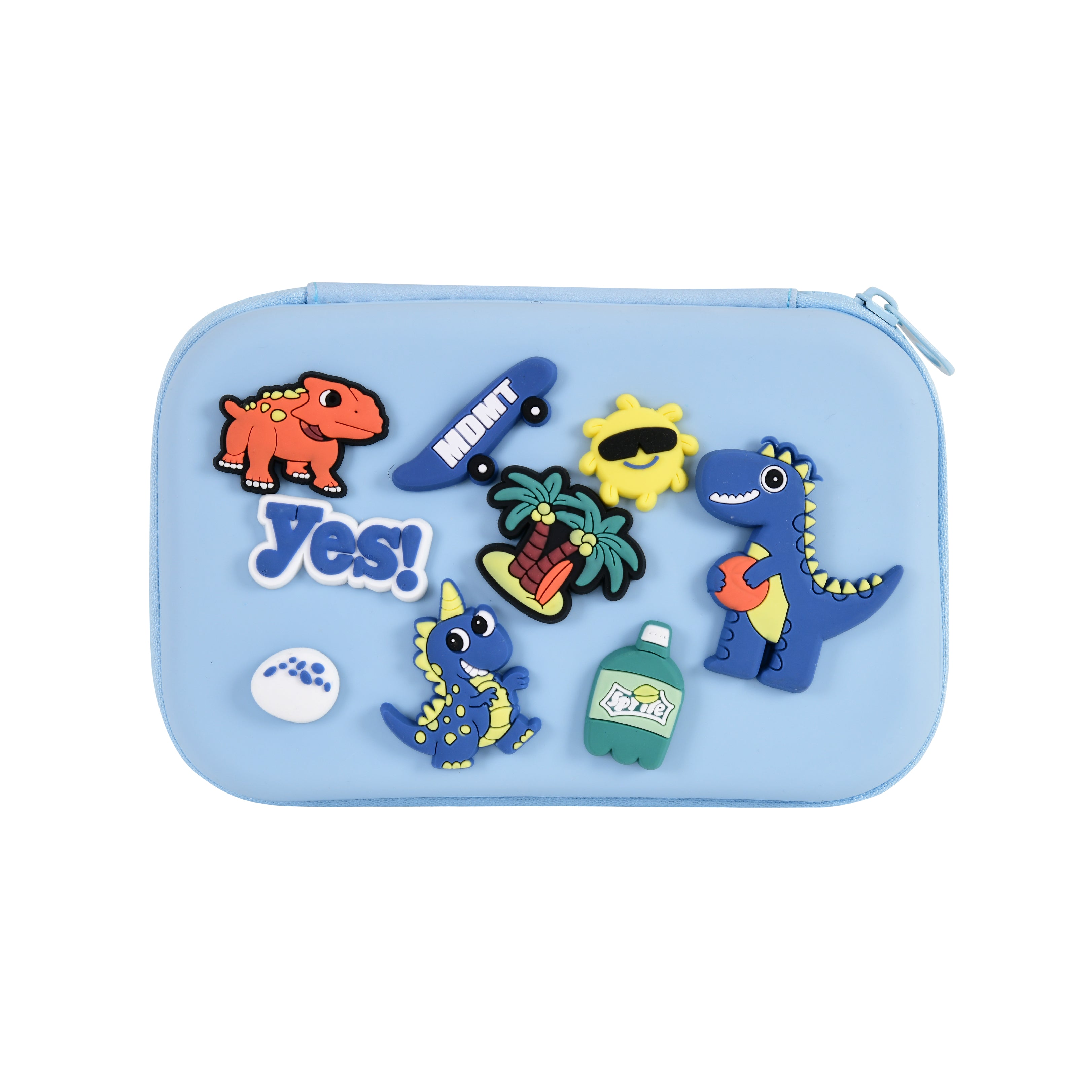 DIY Dinosaur-Themed Pencil Box (Light Blue)
