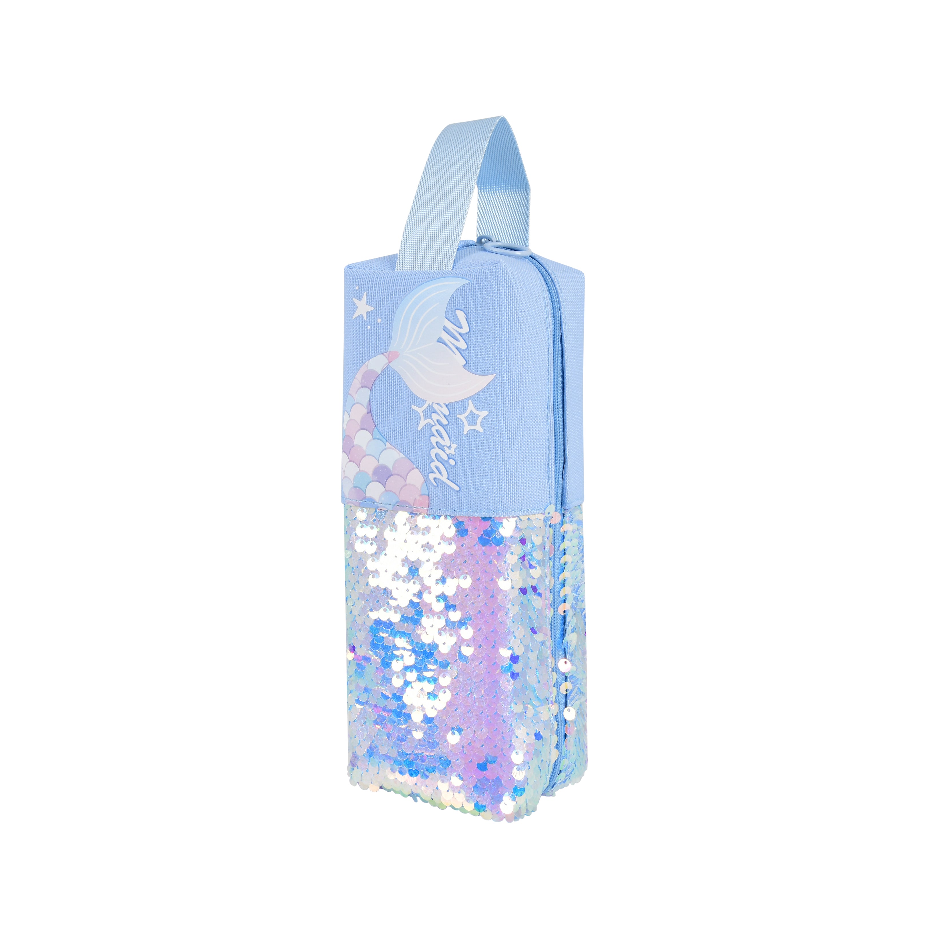 Mermaid-Themed Sequin Pencil Pouch (Blue)