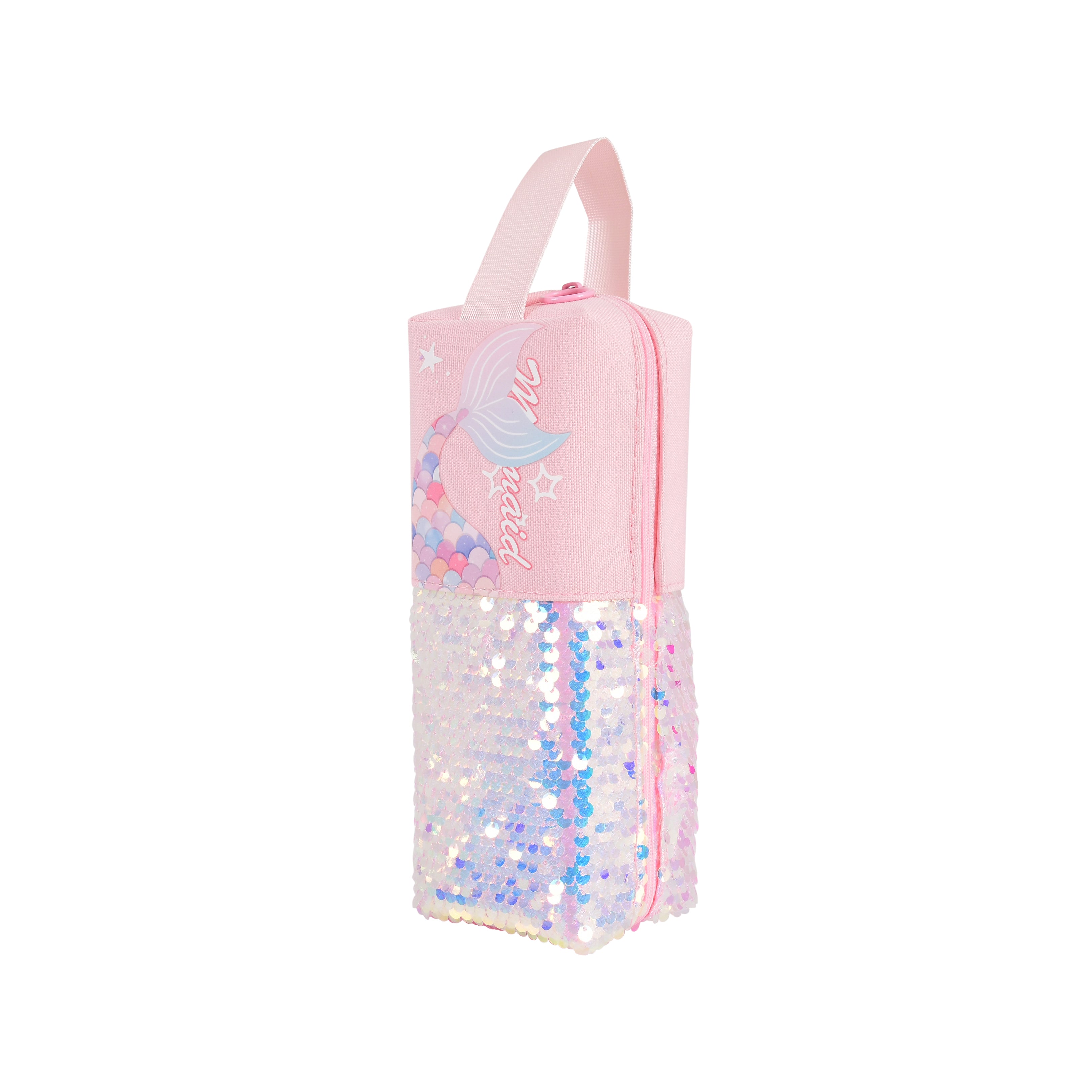 Mermaid-Themed Sequin Pencil Pouch (Pink)