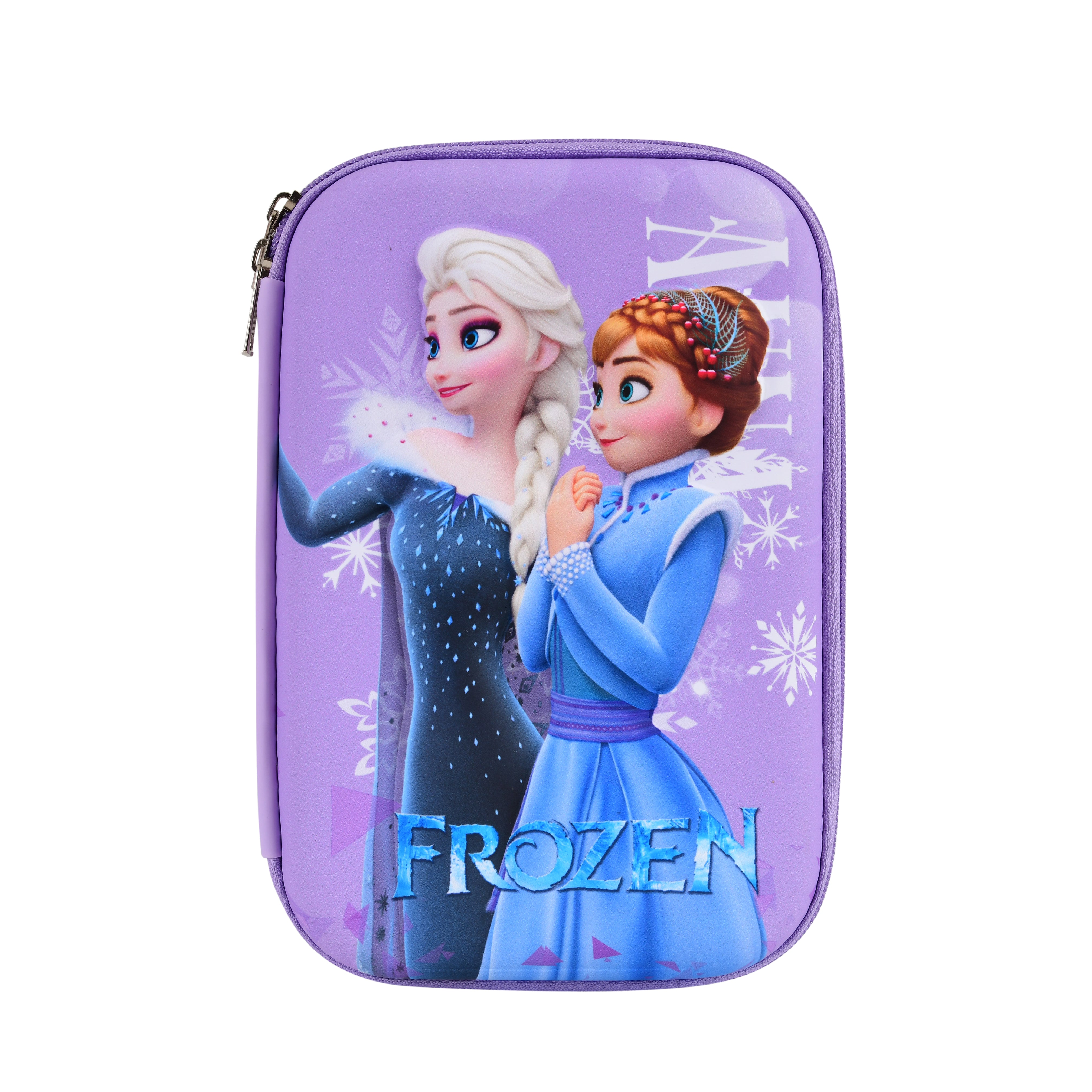 Frozen Elsa & Anna Purple Zipper Pencil Case-Purple