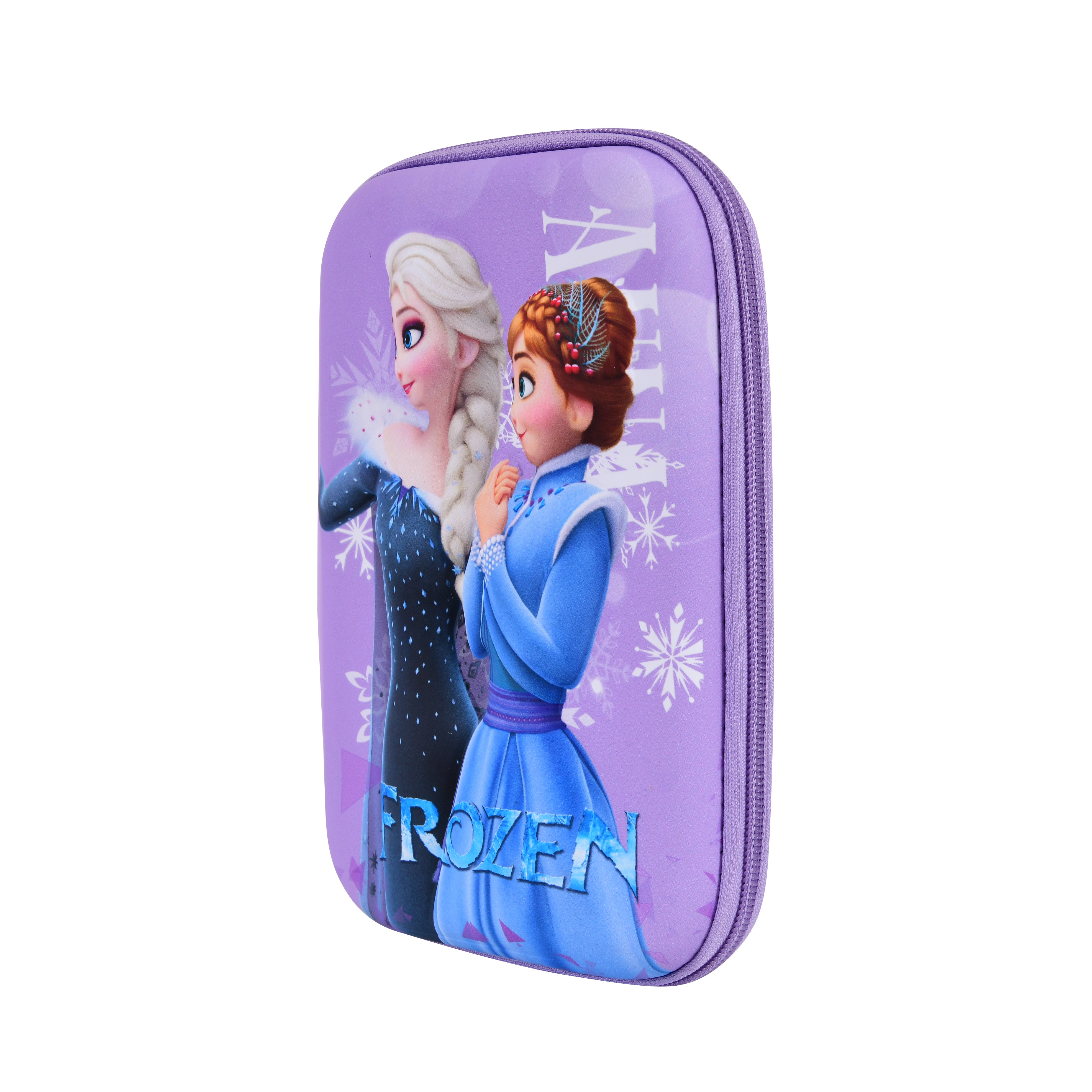 Frozen Elsa & Anna Purple Zipper Pencil Case-Purple